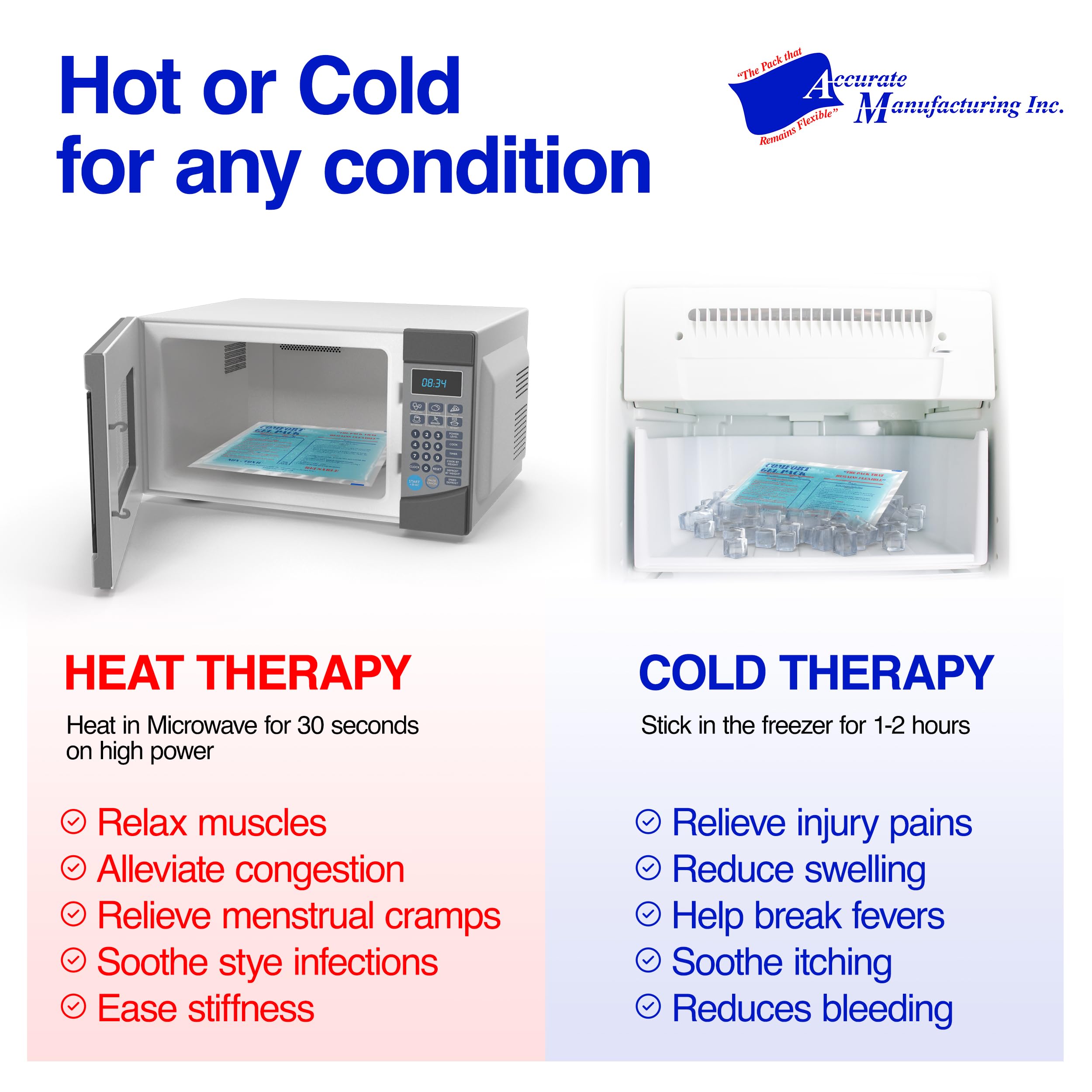Reusable Hot & Cold Therapy Gel Packs for Pain Relief - Flexible 6