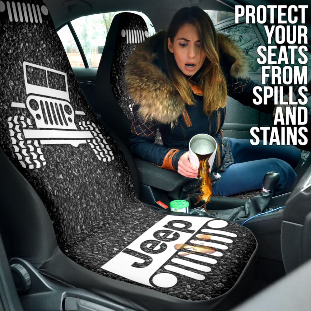 Premium Custom Jeep Off-Road Gray & White Asphalt Car Seat Covers - Durable Fit for Wrangler, Cherokee & Gladiator - Perfect for Adventure, Camping & Outdoor Enthusiasts
