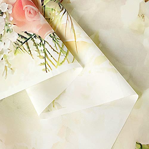 8 ft Vinyl Photography Backdrop White Roses Printed - Wedding Reception Party Decor, Bridal Shower Birthday Photo Booth Background