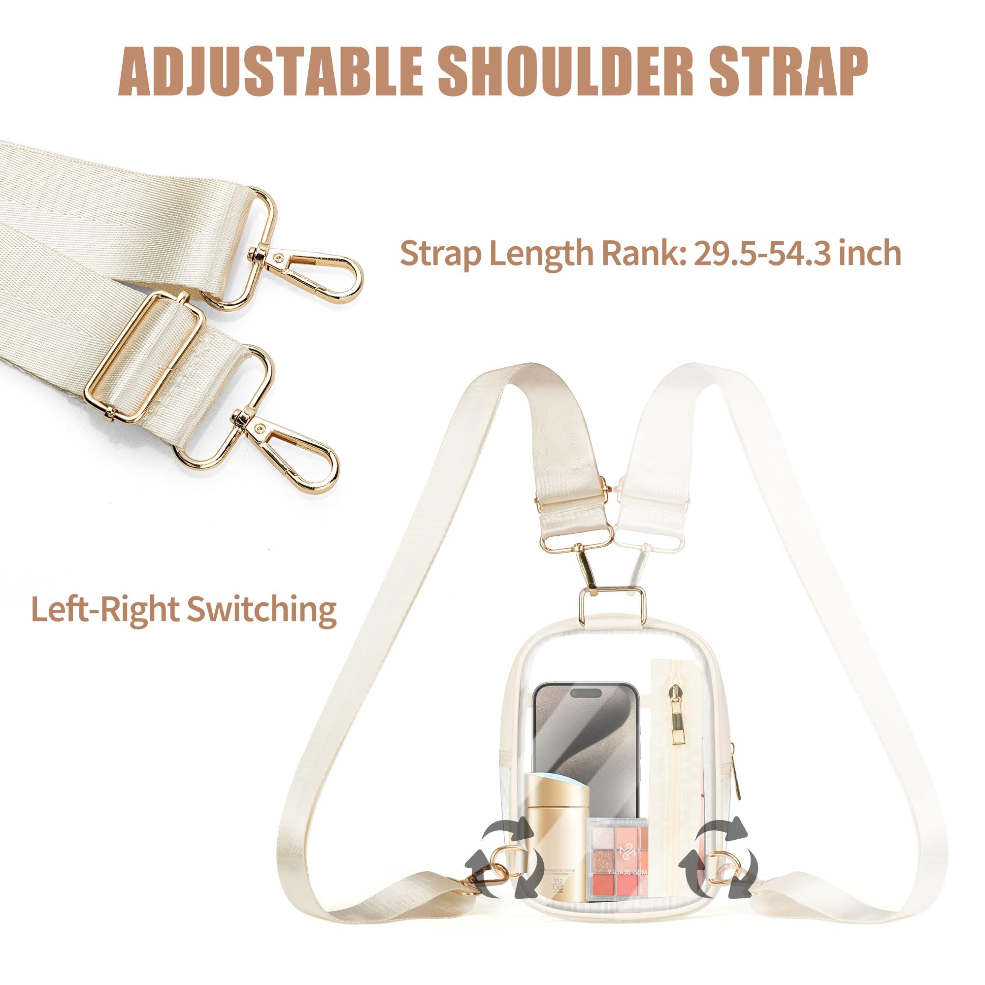 Clear Sling Bag for Women - Adjustable Crossbody Fanny Pack, Stadium Approved Transparent Chest Bag | Perfect for Concerts, Festivals, Travel & Outdoor Activities