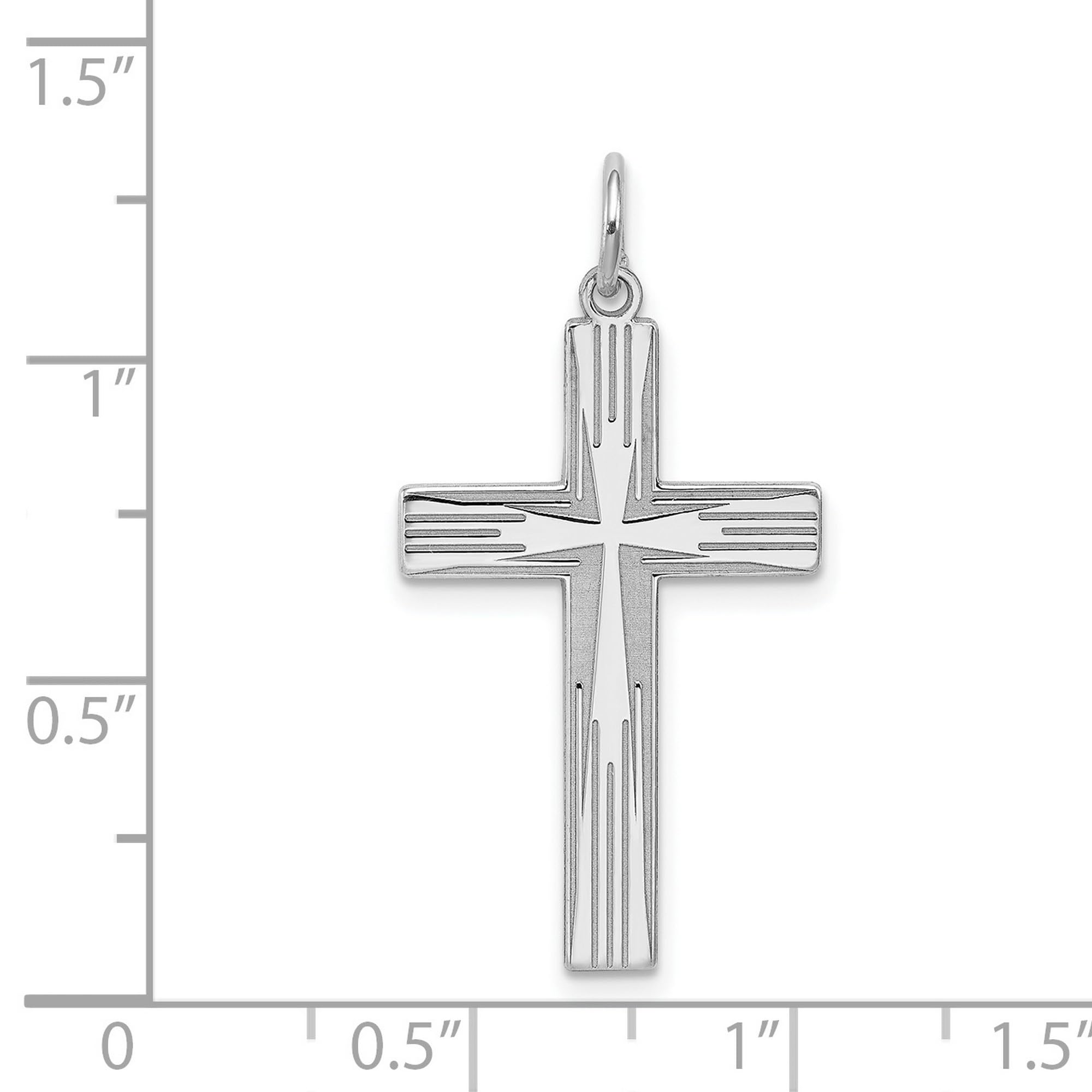 26mm x 16mm Sterling Silver Laser-Engraved Cross Pendant Necklace - Perfect for Religious Gifts, Baptism, Confirmation & Everyday Faith Jewelry