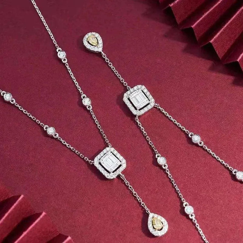 18K Gold Real Natural Diamond Necklace for Women - 18 Inch Au750 Link Chain Fine Jewelry, Perfect Gift for Anniversary, Birthday & Special Occasions
