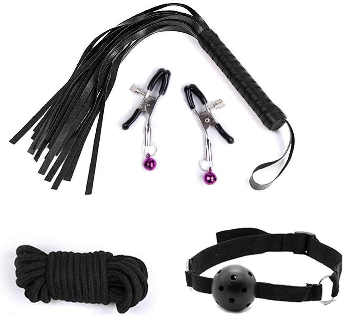 LOVONE 18-Piece Bondage Set for Couples - Handcuffs, Blindfold & Restraints - Perfect for Beginners & Experts - BDSM Sex Toys for Sensual Play & Role Play - Black