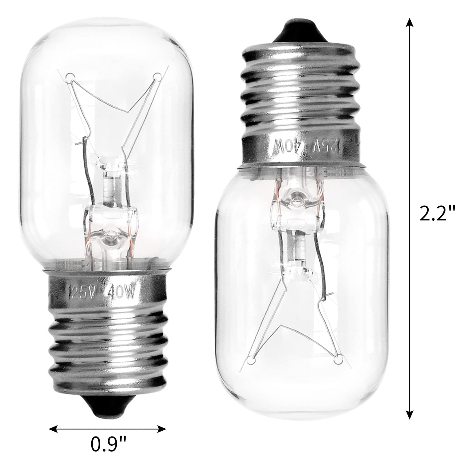 Belleone 40W 125V Microwave Light Bulb - Compatible with Whirlpool, Maytag, GE, Kenmore Over Range Hood (Model 8206232A) - 2-Pack for Stove and Kitchen Lighting