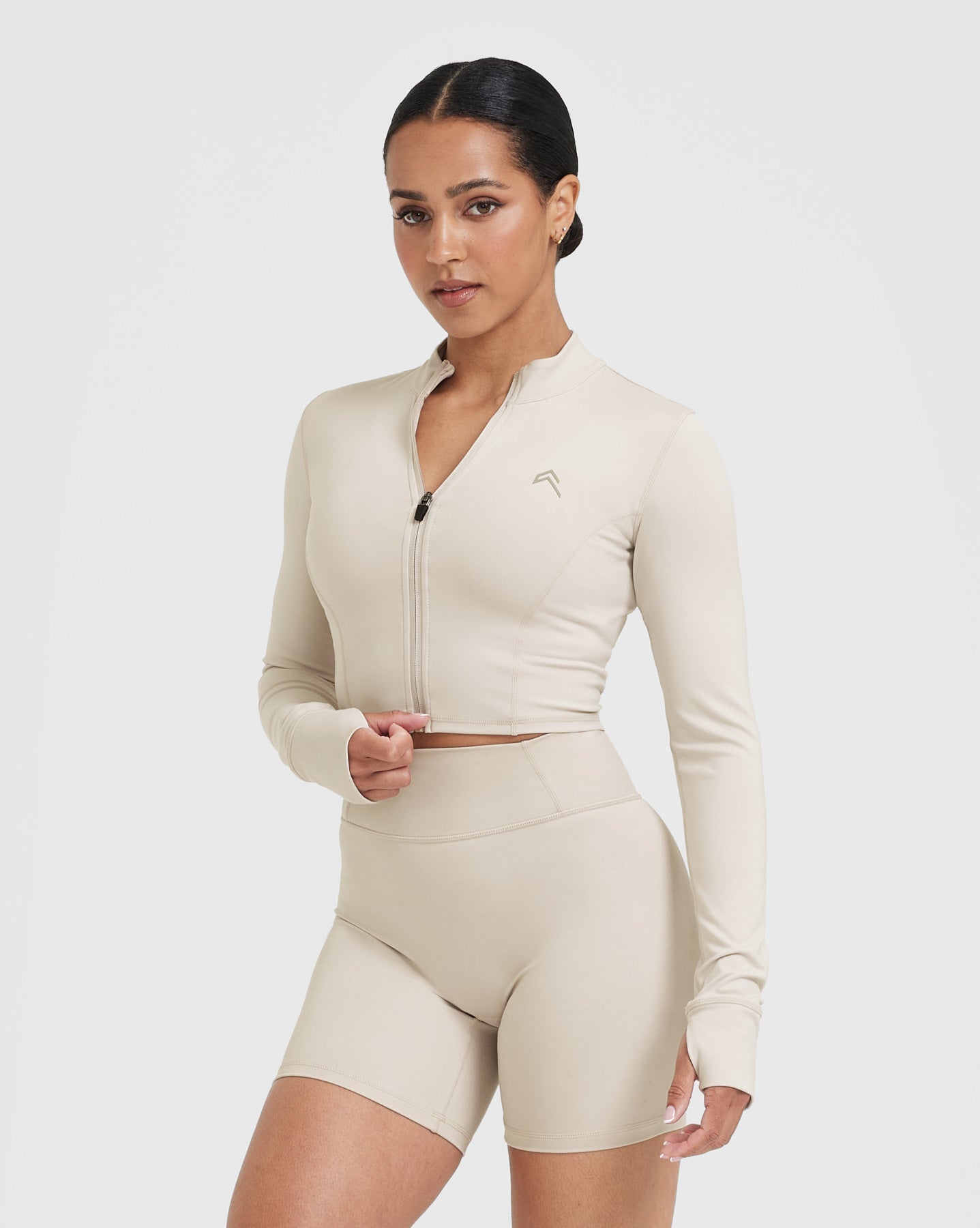 Timeless Women's Crop Jacket in Sand Color - Lightweight Spring/Summer Outerwear for Casual Outings & Date Nights