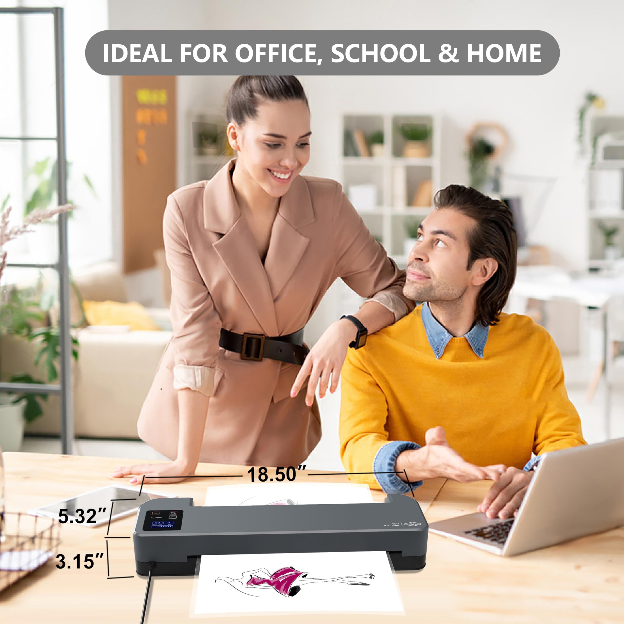 SINCHI 4-Roller Commercial Laminator Machine with LCD Display - 3-10 Mil Thickness, 55-Second Warm-up, 43 inches/Min Speed - 13-inch Thermal Laminating for Office, School, Home Use - Perfect for Documents, Photos, ID Cards & Craft Projects