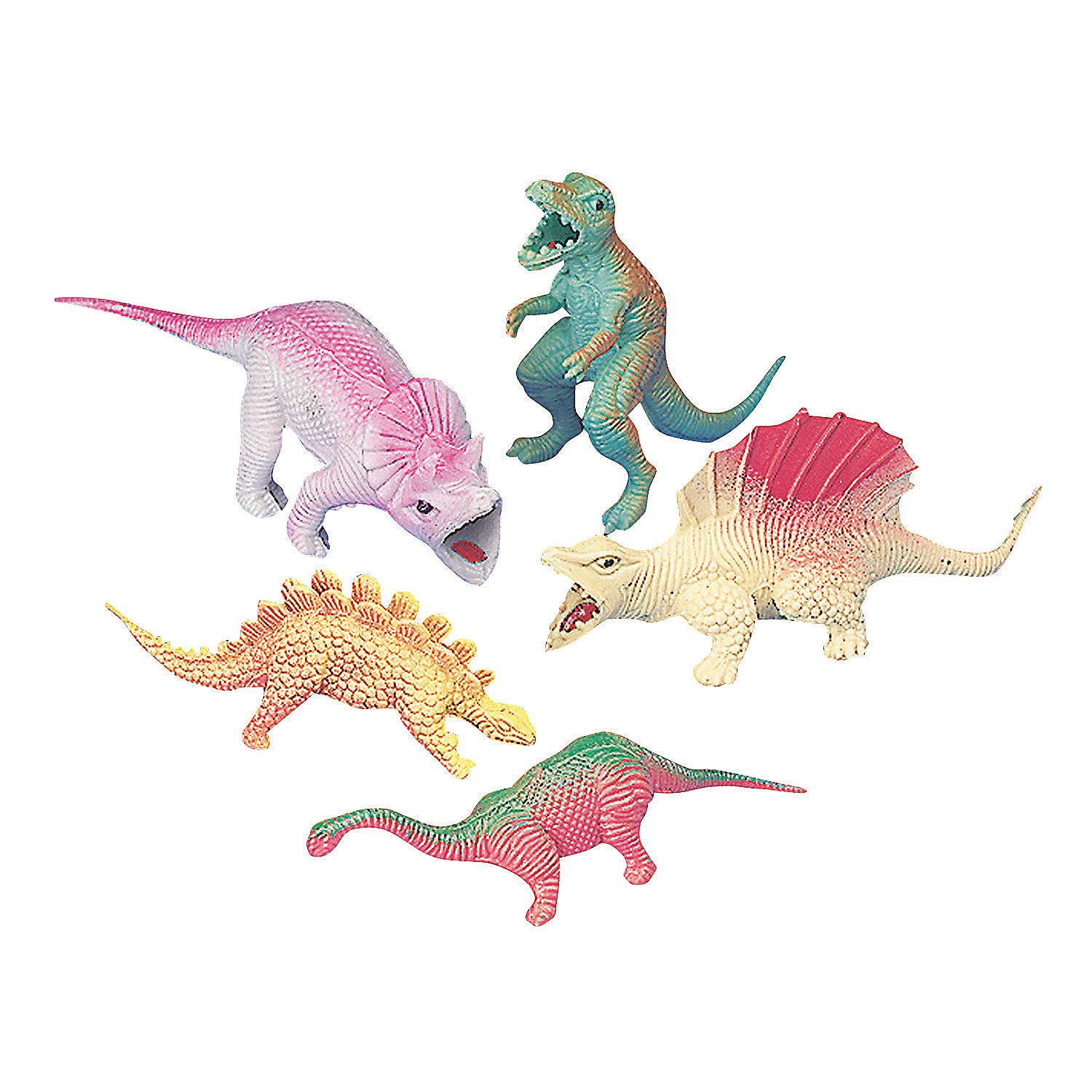 Fun Express Small Vinyl Dinosaur Toys Set - 12 Piece Assortment for Kids Playtime, Birthday Gifts & Educational Learning