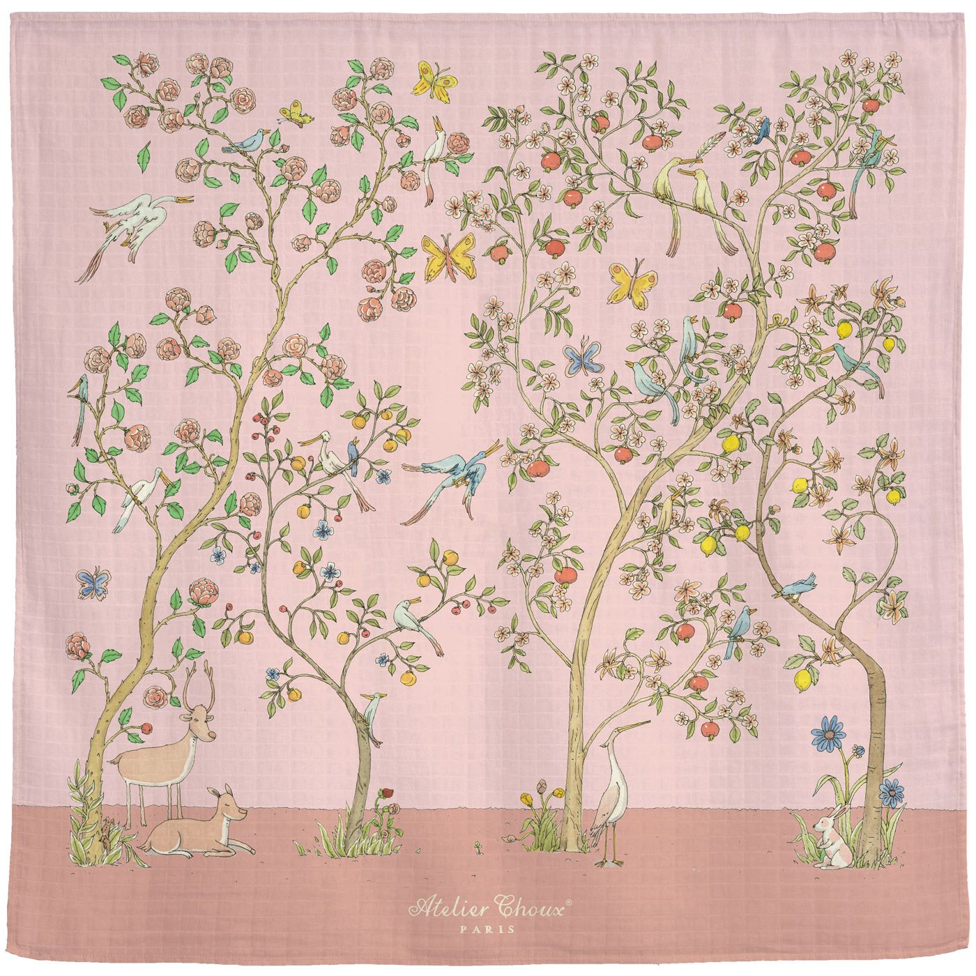 Atelier Choux Muslin Baby Swaddle Blanket - Soft Organic Cotton in Bloom Pink - Perfect for Newborns, Infants & Nursery Decor
