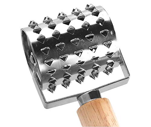 WOIWO Stainless Steel Meat Tenderizer Tool - Professional Steak Needle & Rolling Meat Mallet for Beef, Chicken & Pork - Perfect for Grilling, BBQ & Home Cooking