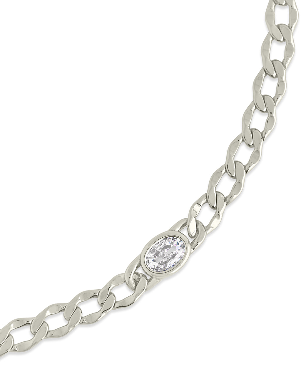 Rebel Station CZ Curb Chain Bracelet for Women - Cubic Zirconia Silver Plated Adjustable Bangle - Perfect for Parties, Weddings & Everyday Wear