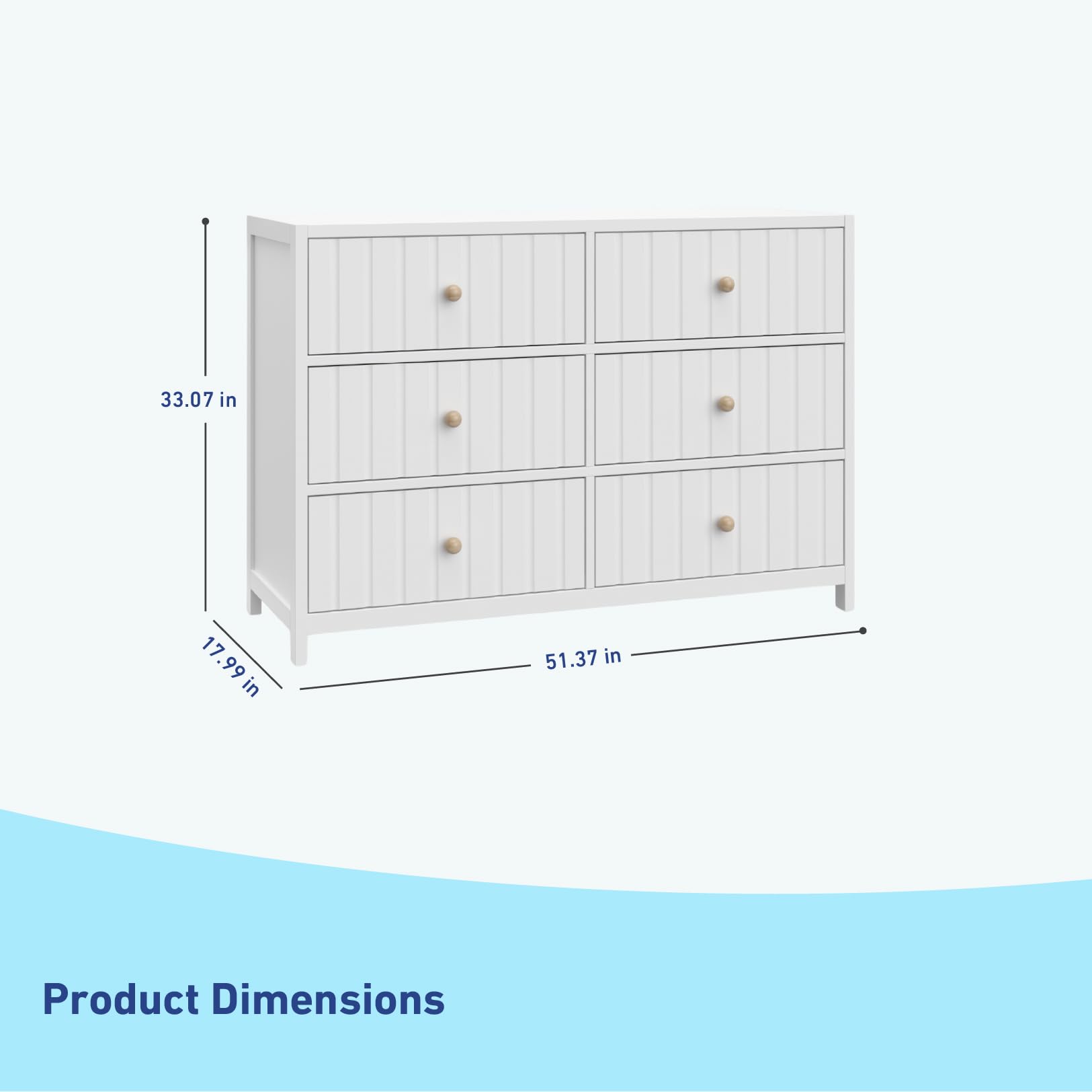 Graco Teddi 6-Drawer Double Dresser in White | GREENGUARD Gold Certified Nursery Furniture with Interlocking Drawer System & Pre-Installed Tracks | Includes 2 Knob Sets for Customization | Perfect for Baby Rooms, Kids Bedrooms & Nursery Storage Solutions