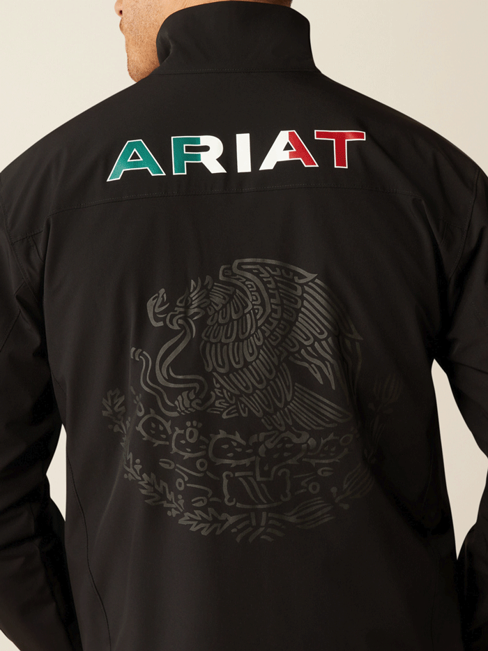 Ariat Men's Pioneer StretchShell Mexico Jacket - Waterproof Windbreaker for Outdoor Activities, Hiking & Workwear (Black)