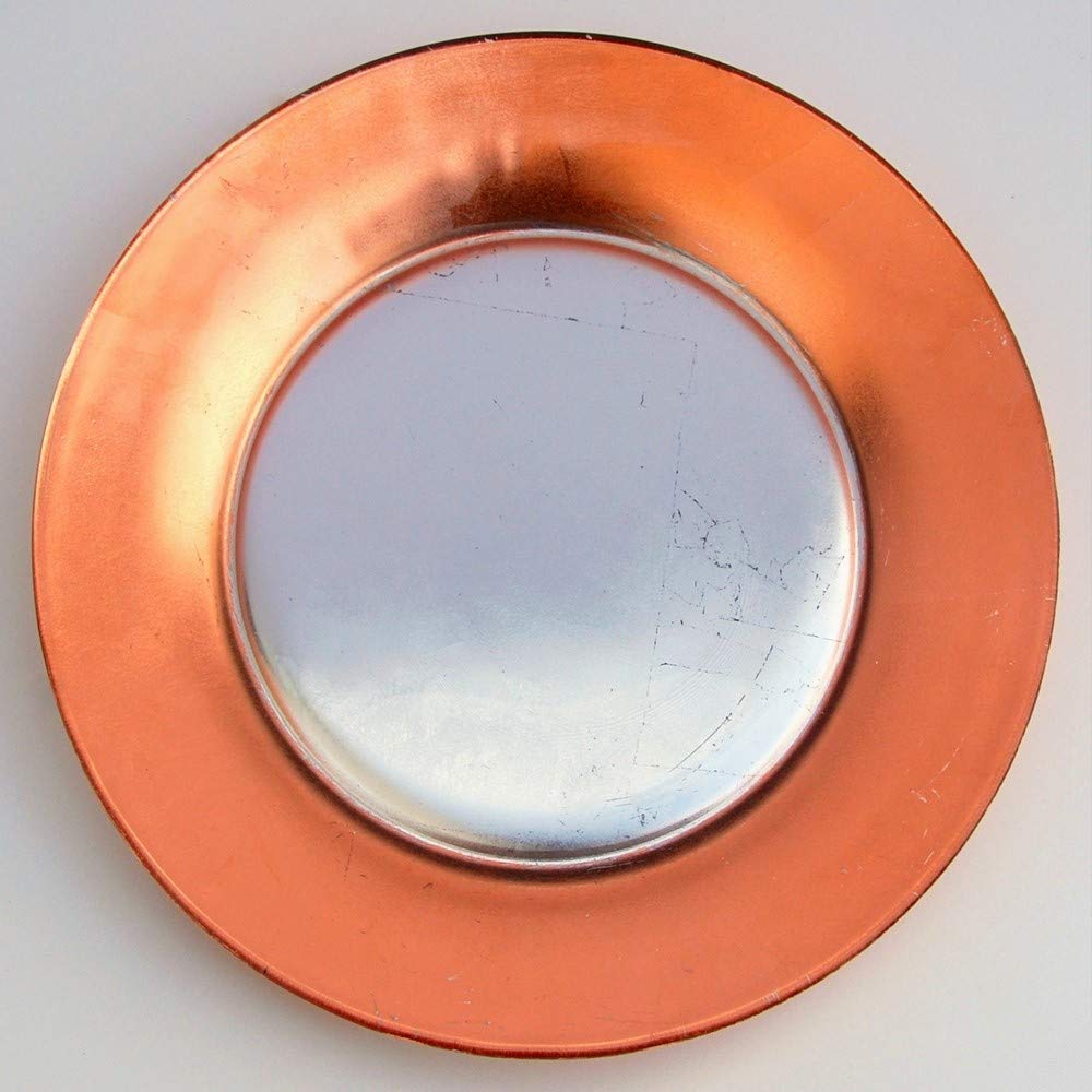 Red Pomegranate GILT ECLIPSE Silver/Rose Gold Gilded Dinner Plates Set of 4, 10.5 Inch - Elegant Tableware for Fine Dining, Weddings & Special Occasions