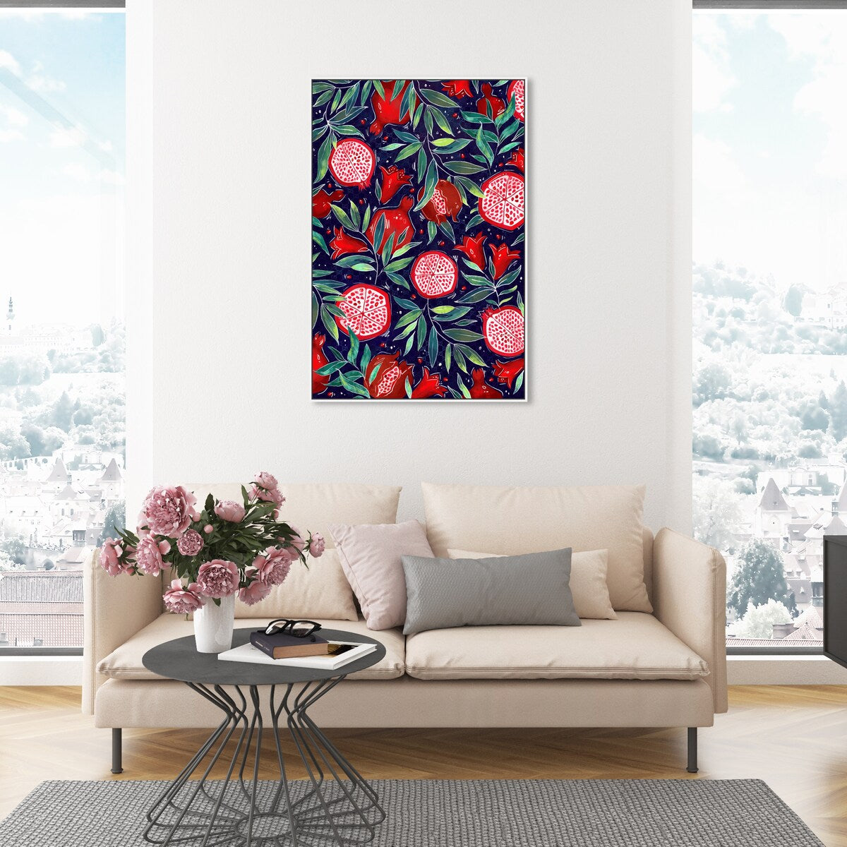 Blooming Tropical Flowers Framed Canvas Wall Art - White Cabin & Lodge Decor for Kitchen, Living Room, Bedroom | Nature Inspired Floral Print for Home & Office