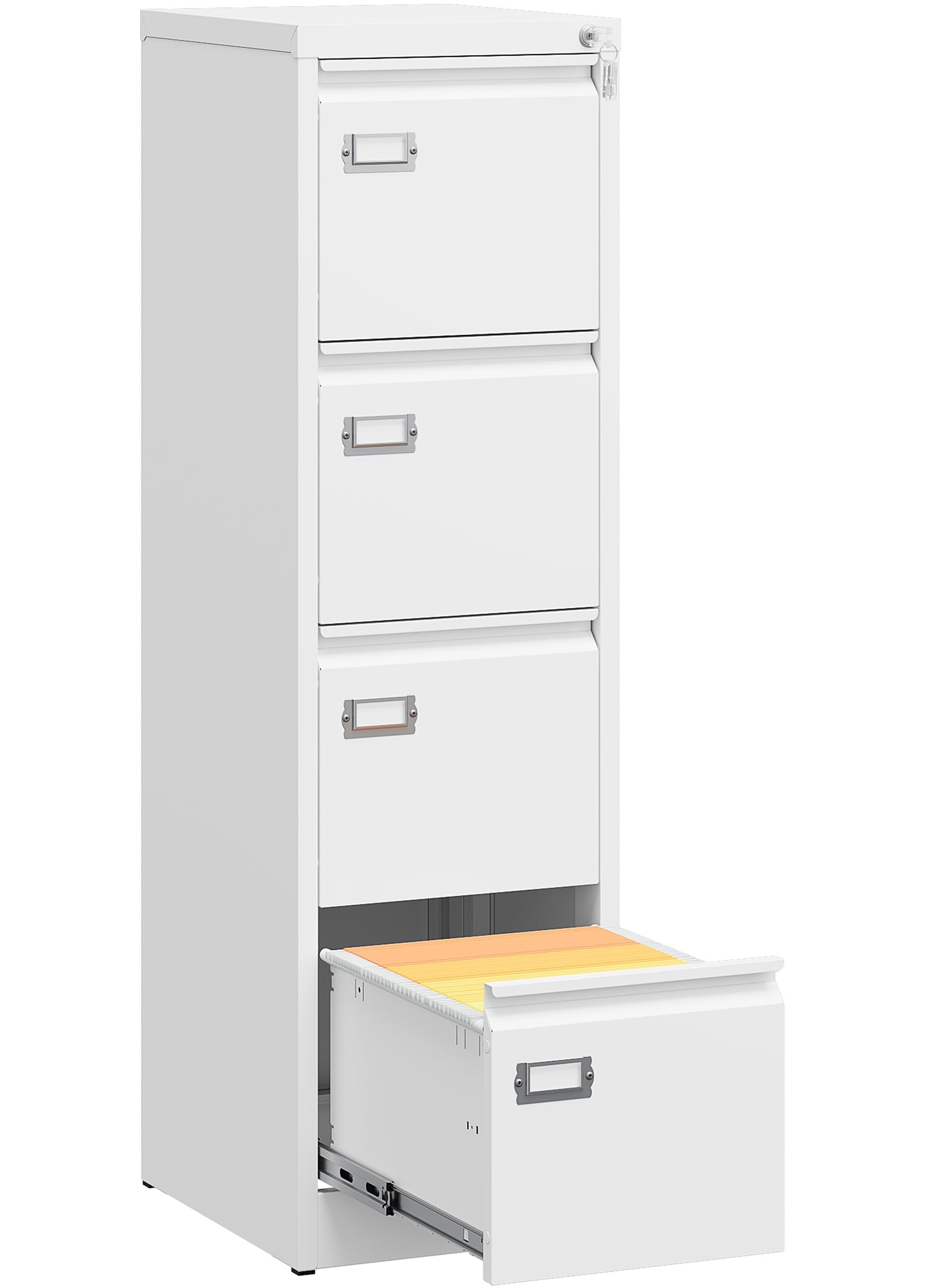SESESOL 4-Drawer Locking Vertical File Cabinet - Stainless Steel Metal Filing Cabinet for Home & Office Organization - Letter/A4/Legal Size Storage - Perfect for Document Management & Workspace Organization