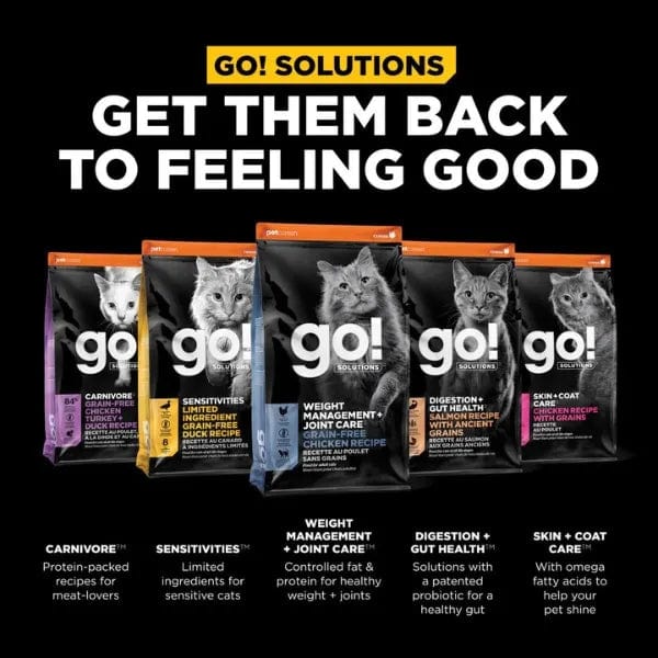 Go! Solutions Weight Management + Joint Care Grain-Free Chicken Recipe Dry Cat Food for Adult Cats - 8 lb Bag, Supports Healthy Weight & Mobility - Perfect for Indoor & Senior Cats