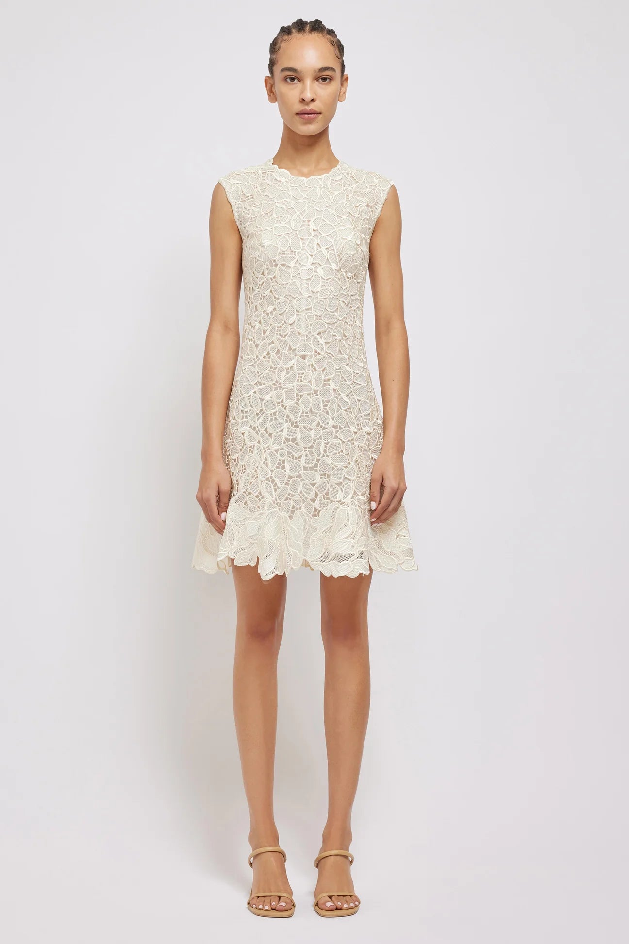 Drake Mini Dress Ivory - Elegant Short Sleeve Party Cocktail Dress for Women, Perfect for Weddings, Dates & Night Out