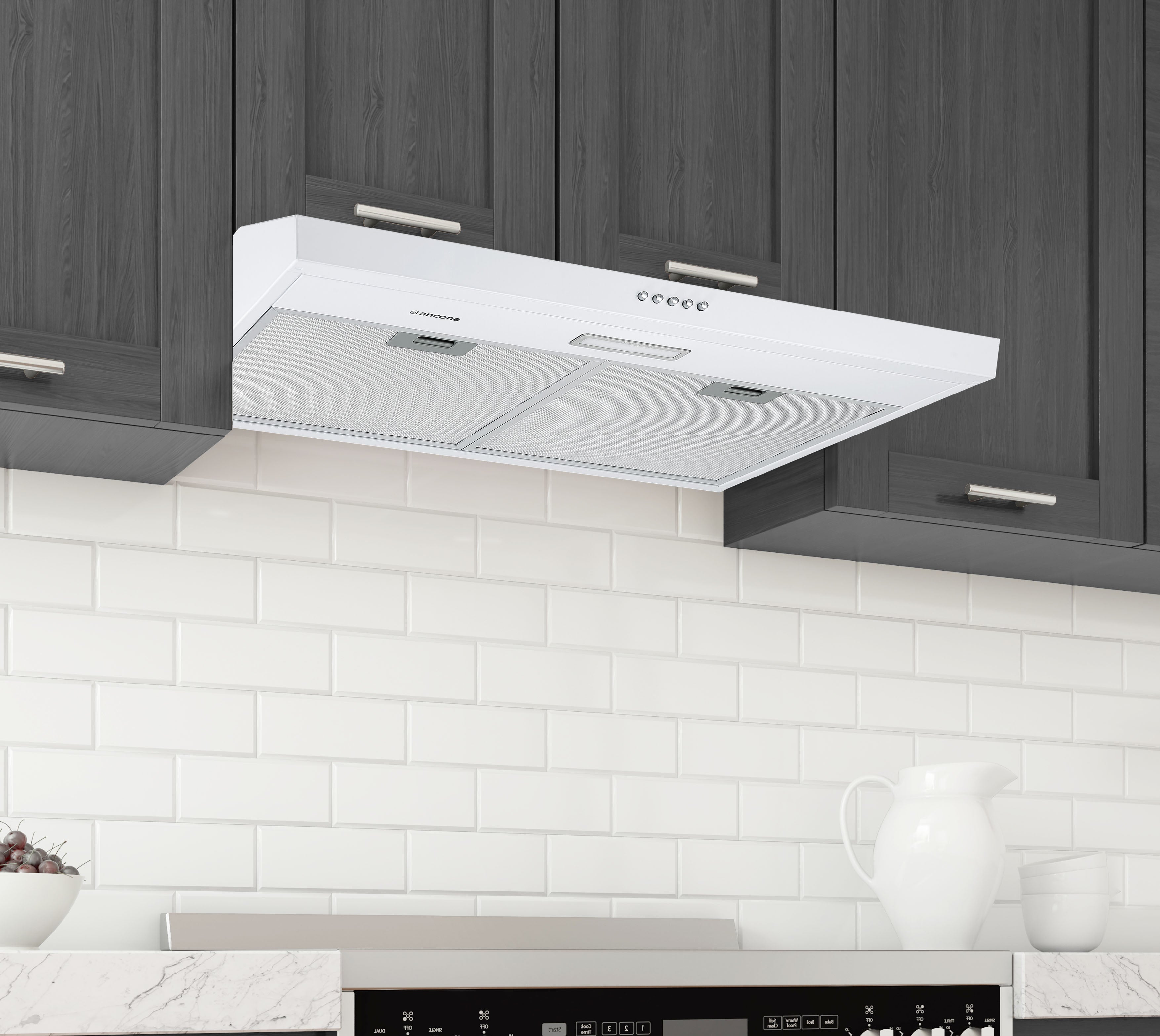 Ancona 30 Inch Convertible Under Cabinet Range Hood in White - Powerful Kitchen Ventilation for Smoke & Odor Removal - Perfect for Small to Medium Kitchens, Apartments & Remodels