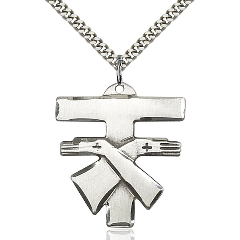 Sterling Silver Franciscan Cross Pendant Necklace - 1 3/8