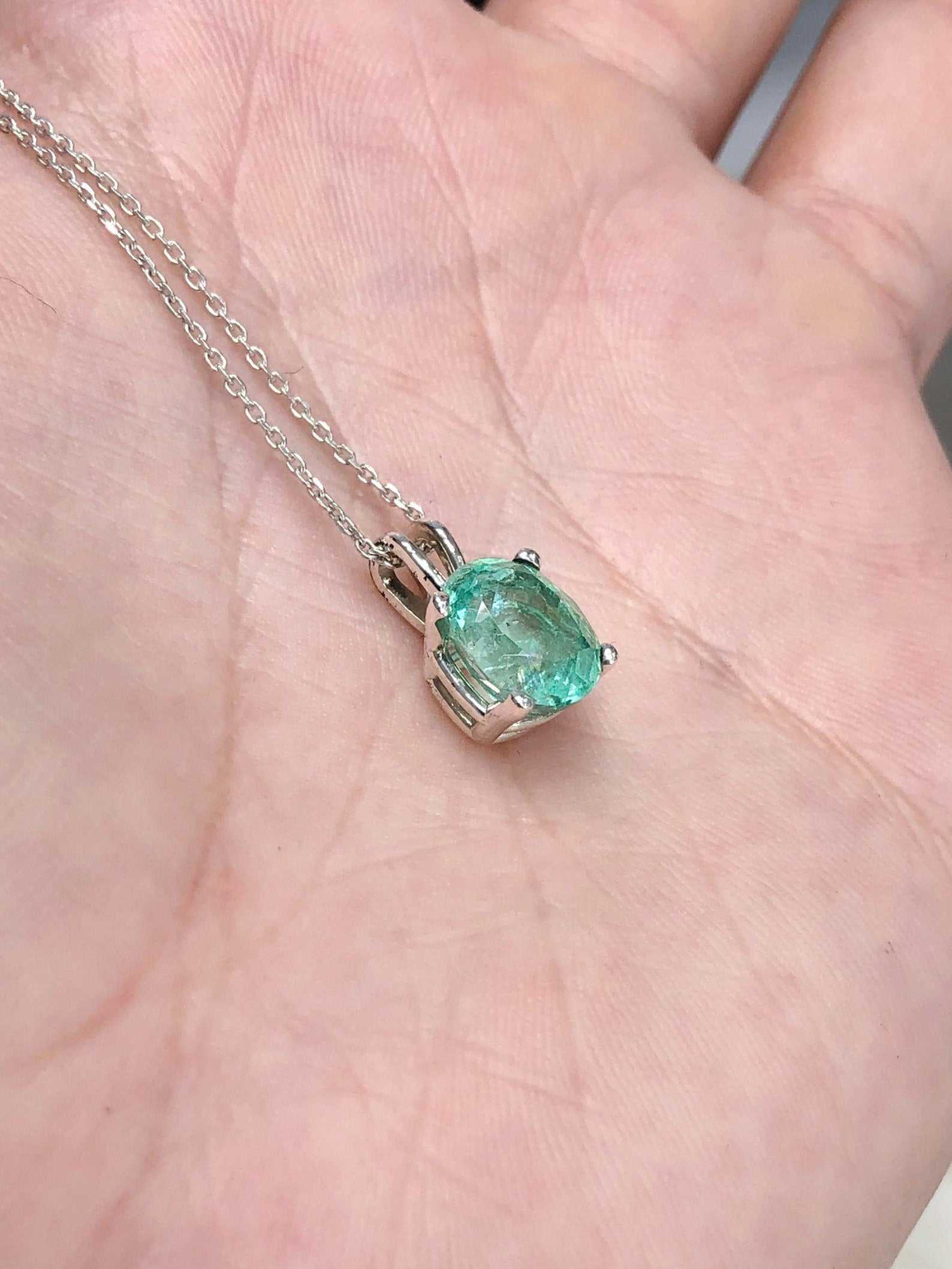 2.50 Carat Oval Emerald Sterling Silver 925 Necklace with 4 Prong Double Bail - Elegant Jewelry for Women, Perfect for Weddings, Anniversaries & Special Occasions
