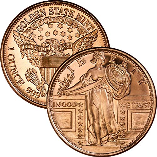 1 oz .999 Pure Copper Round - Standing Liberty Challenge Coin | Collectible, Gift, Military Appreciation, Poker Game Token