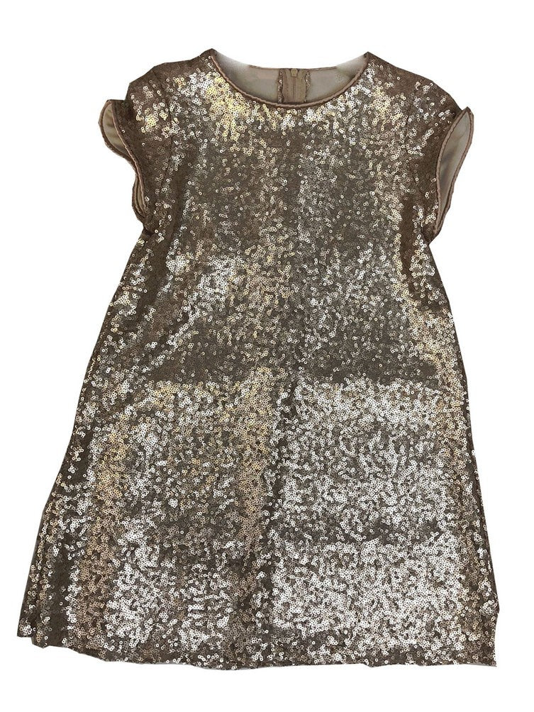 Champagne Sequin Short Sleeve Party Dress for Big Girls - Size 8-12 | Elegant Shift Dress for Prom, Birthday Parties & Special Occasions