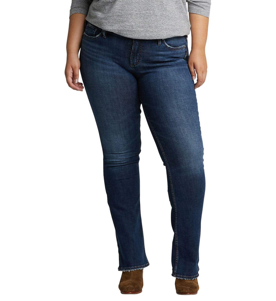 Silver Jeans Co. Women's Plus Size Suki Mid Rise Slim Bootcut Jeans - Comfortable Stretch Denim Pants for Curvy Figures | Perfect for Casual Wear, Office Outfits & Night Out Looks