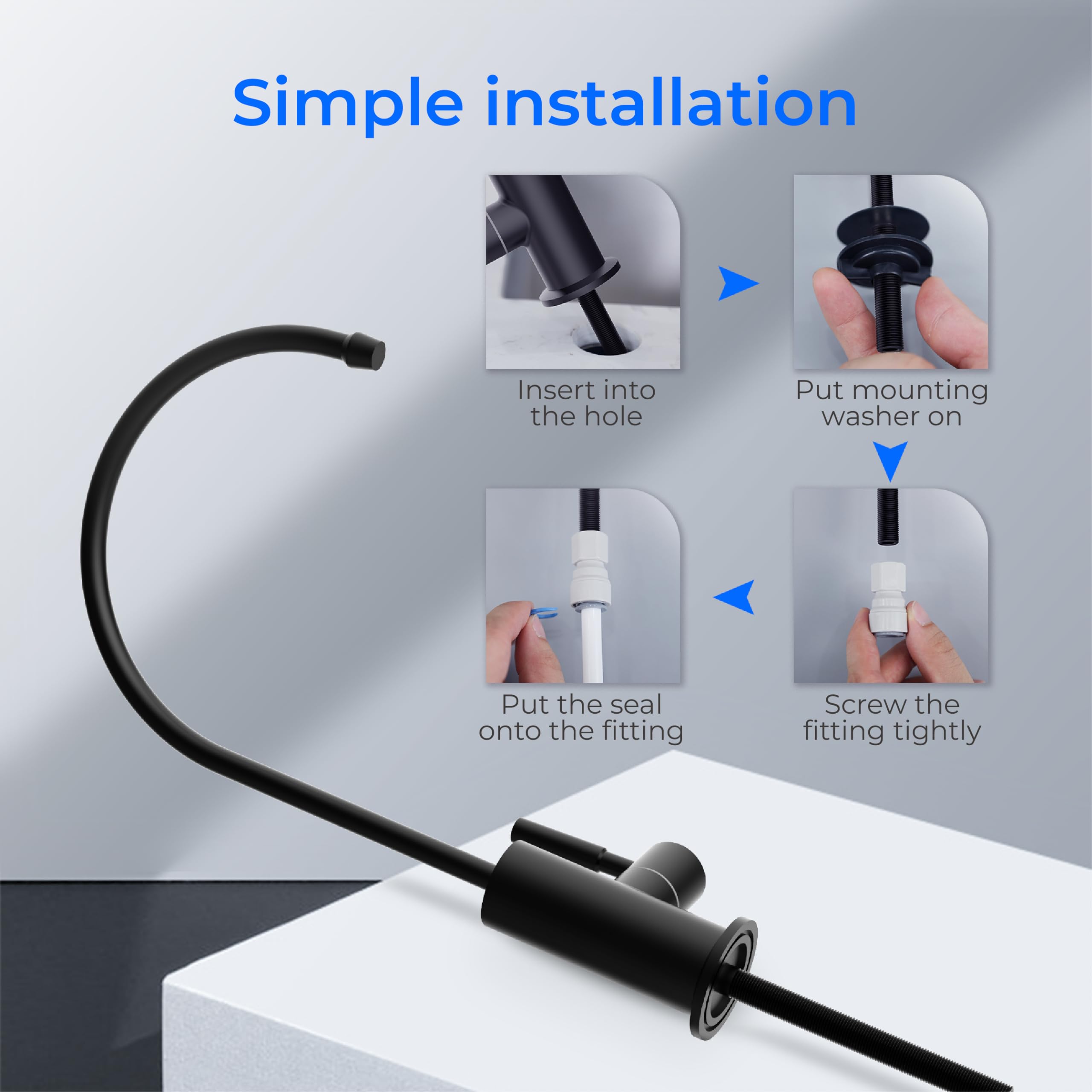 Premium Stainless Steel RO Water Faucet - Lead-Free Black Drinking Water Filter Faucet for Kitchen Sink | Reverse Osmosis System Compatible | Perfect for Clean Drinking & Cooking Water