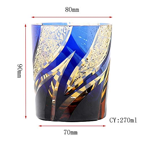 Premium Japanese Style Hand-Cut Crystal Glass Tumbler - Old Fashioned Whiskey Glass for Cold Drinks, Cocktails & Barware - Perfect for Home Bars, Gifts & Entertaining