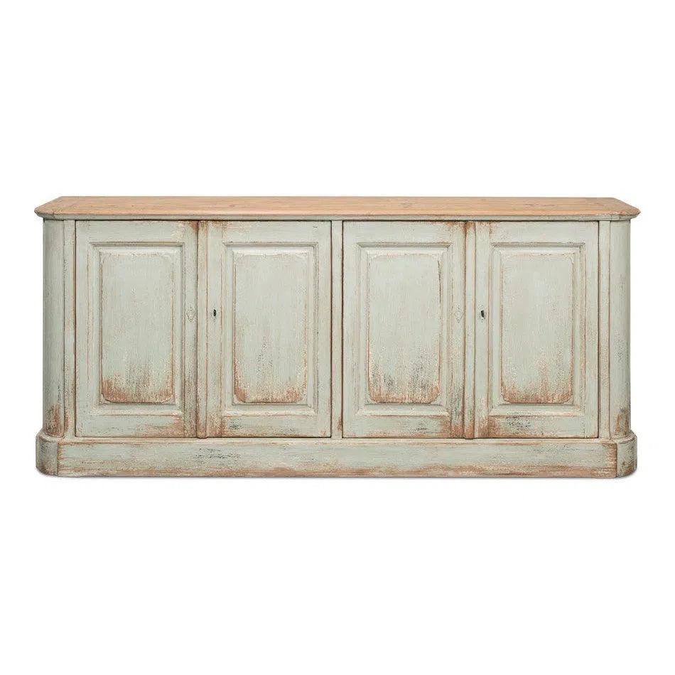 4-Door Sideboard Buffet Cabinet in Sage Green - Stylish Storage for Dining Room, Living Room & Entryway