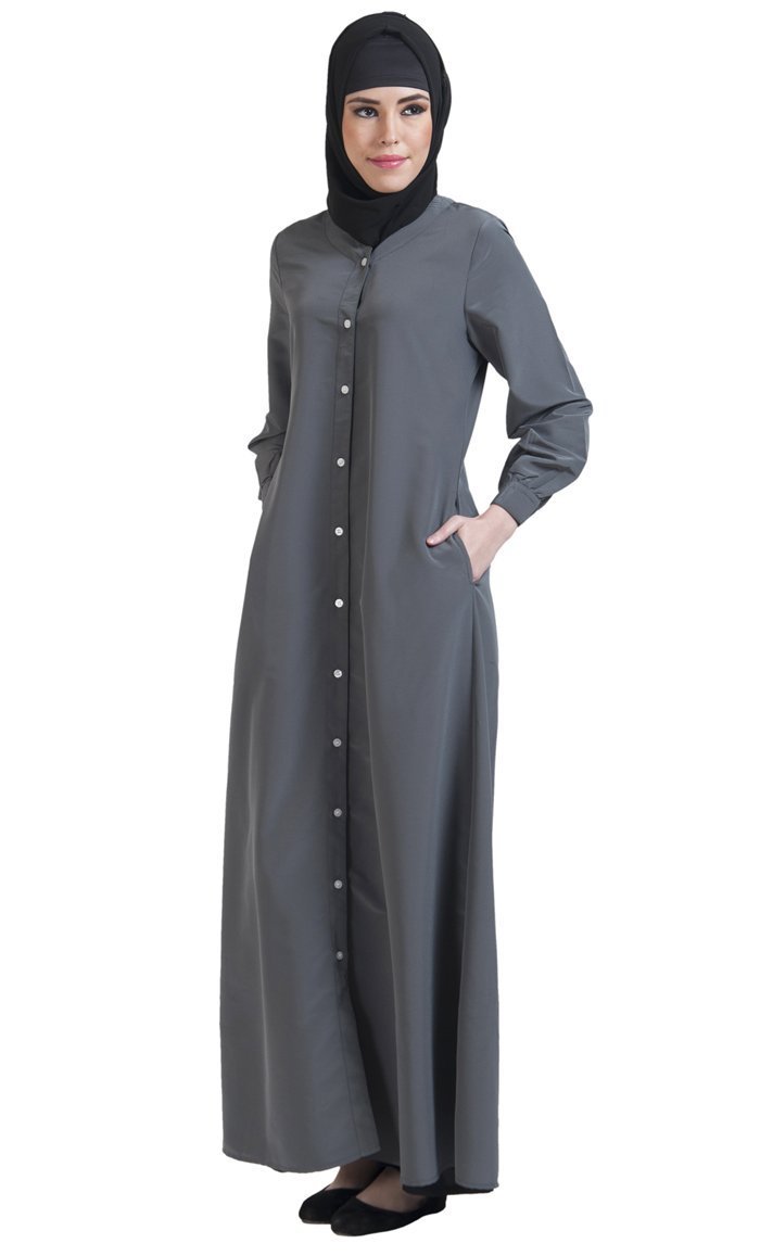 Stylish Button Down Front Open Jilbab Abaya Dress for Women - Modest Islamic Prayer Dress for Mosque & Daily Wear