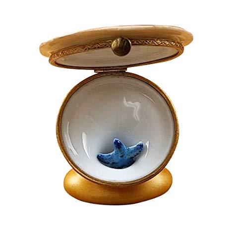 Authentic French Limoges Porcelain Figurine - Sand Dollar with Life Buoy Collectible | Elegant Home Decor, Gift for Beach Lovers & Collectors