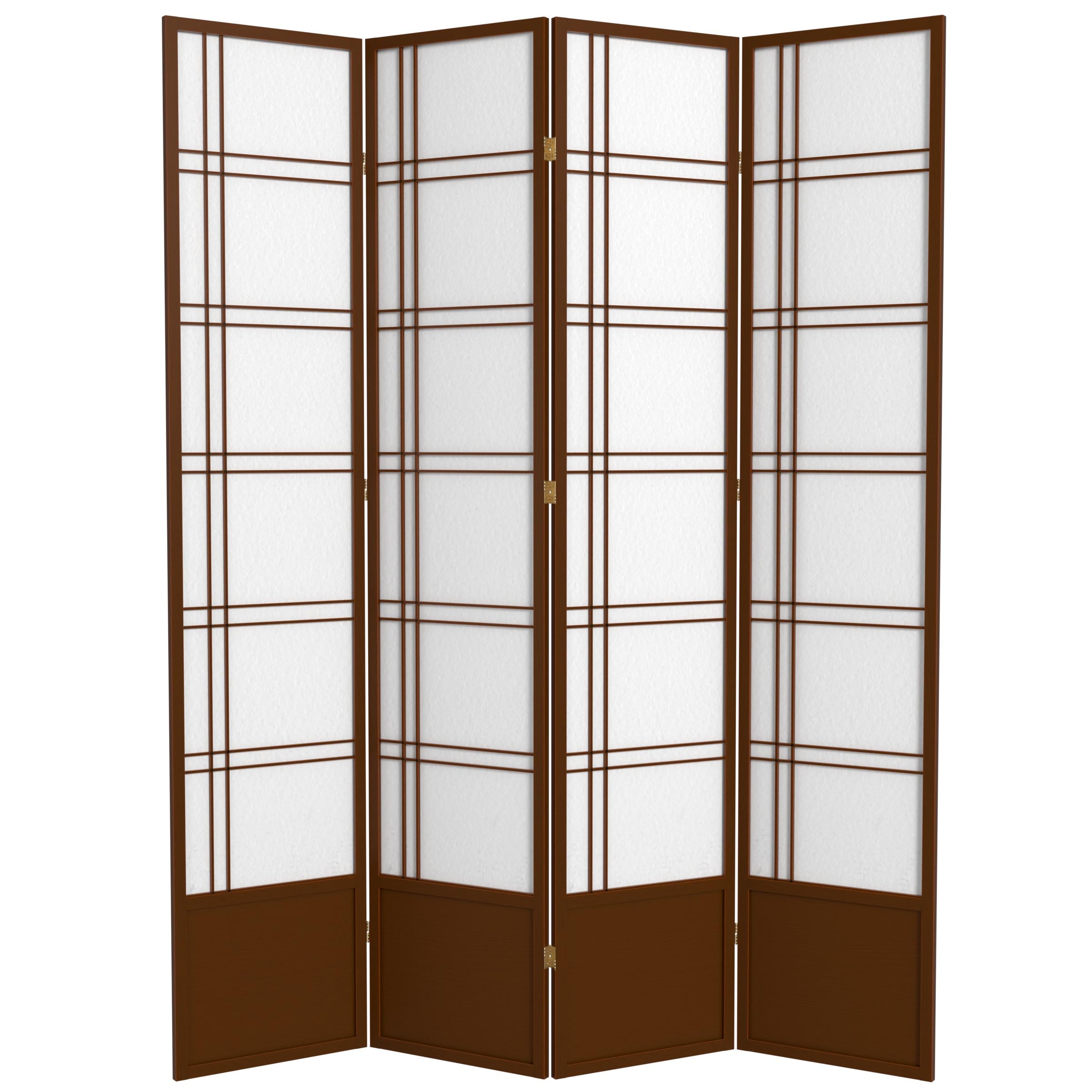 Red Lantern SS-84-DC-Walnut 4-Panel Wooden Room Divider Screen - Handcrafted Walnut Folding Partition for Home, Office & Event Decor | Space Separator for Living Rooms, Bedrooms & Wedding Venues