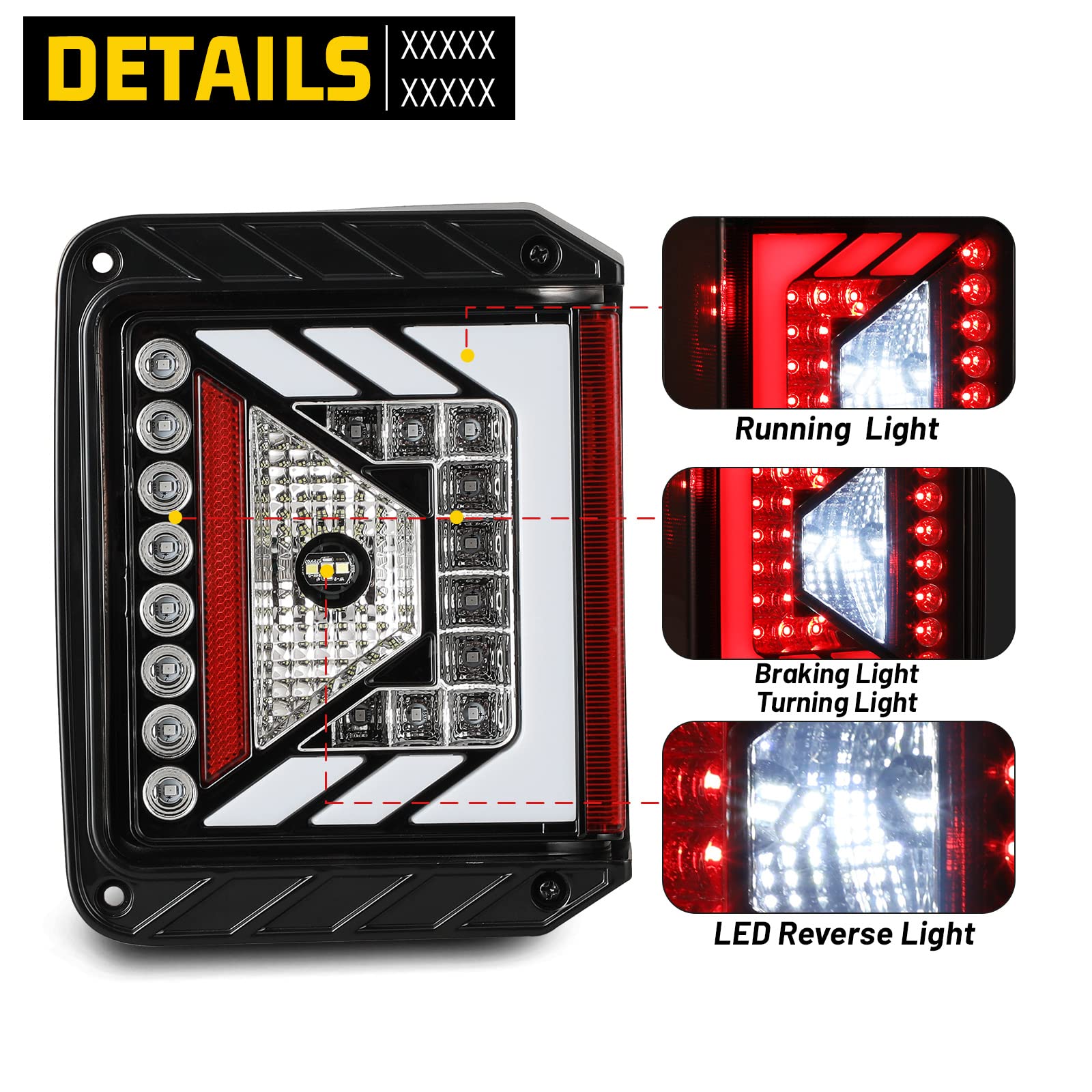 LED Tail Lights Assembly for Jeep Wrangler JK 2007-2018 - Direct Replacement Rear Tail Lamps with Clear Lens (Plug & Play) - 1 Pair - Perfect for Off-Roading & Night Driving