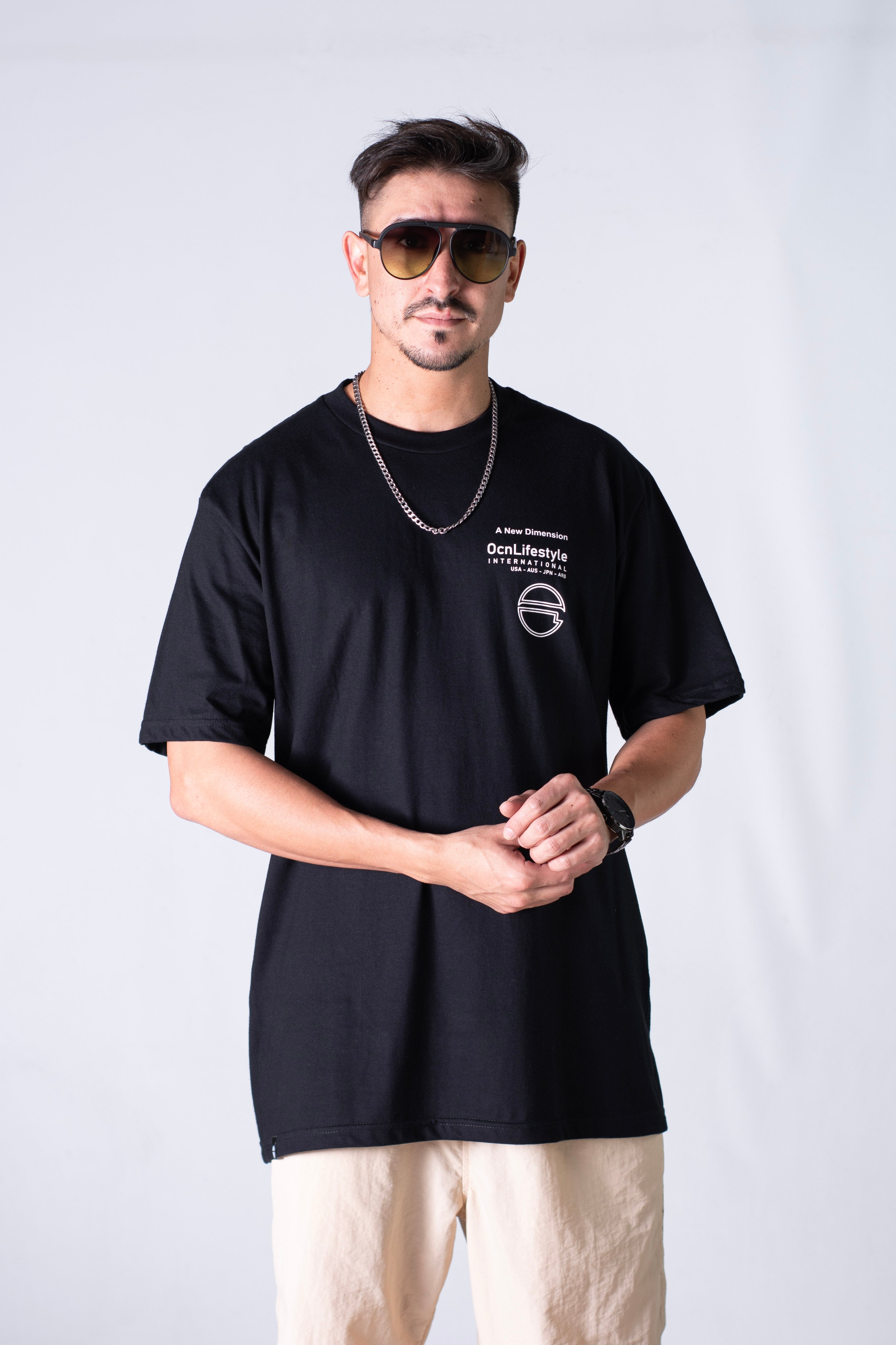 Premium Black Men's T-Shirt Ocn E5 - Soft Cotton Casual Tee for Everyday Wear, Gym & Street Style