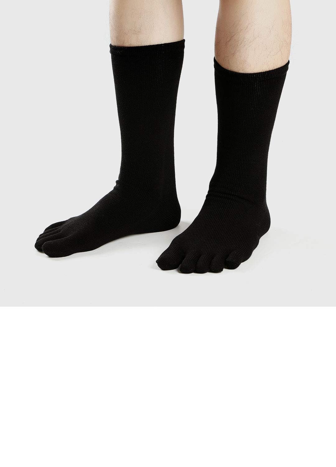 ZAKASA Men's Toe Socks for Running & Athletic - 5 Finger Cotton Crew Socks with Cushion - Perfect for Sports, Yoga, and Outdoor Activities