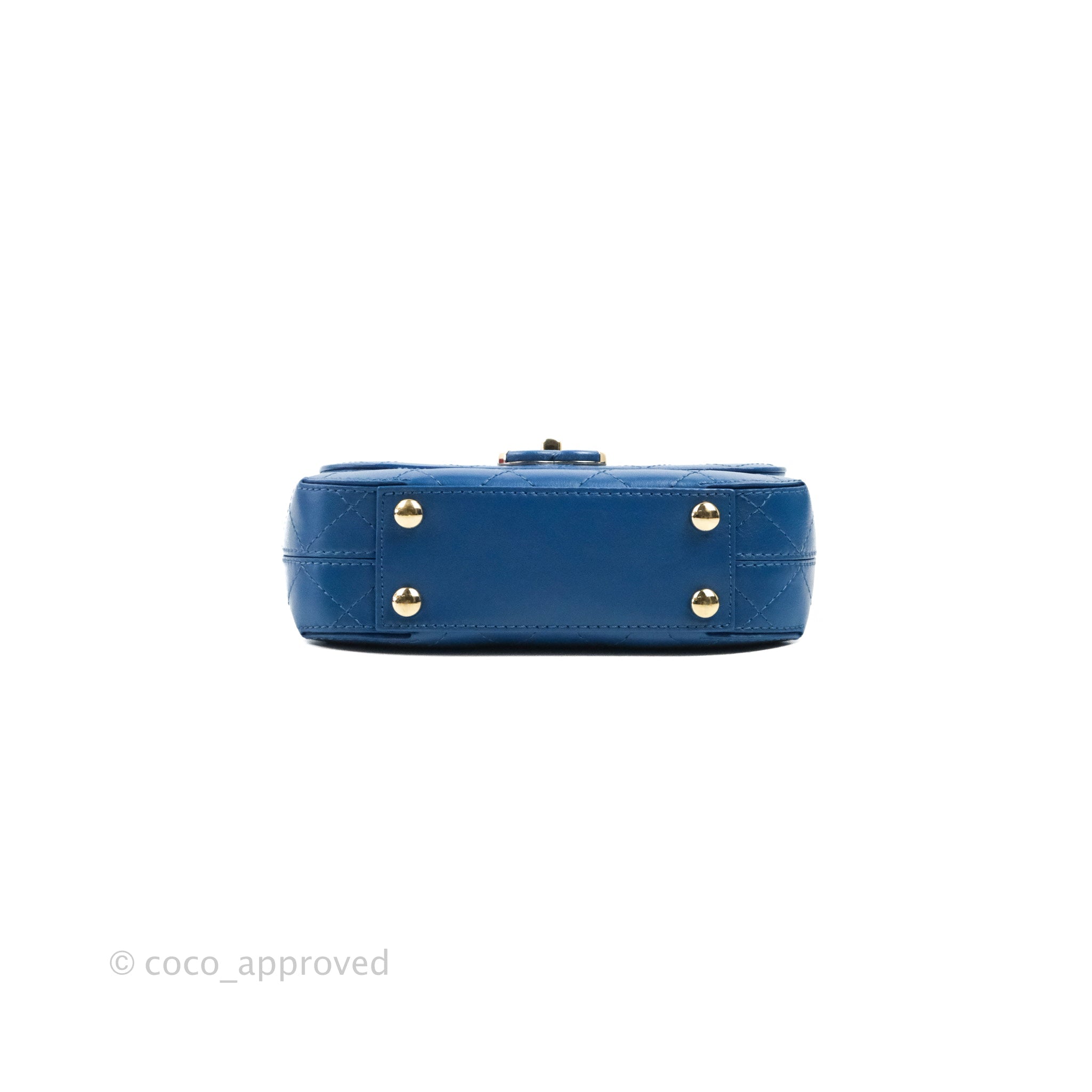 Chanel Blue Quilted Leather Small Frame Flap Bag - Luxury Crossbody Purse for Women, Perfect for Date Night & Evening Events