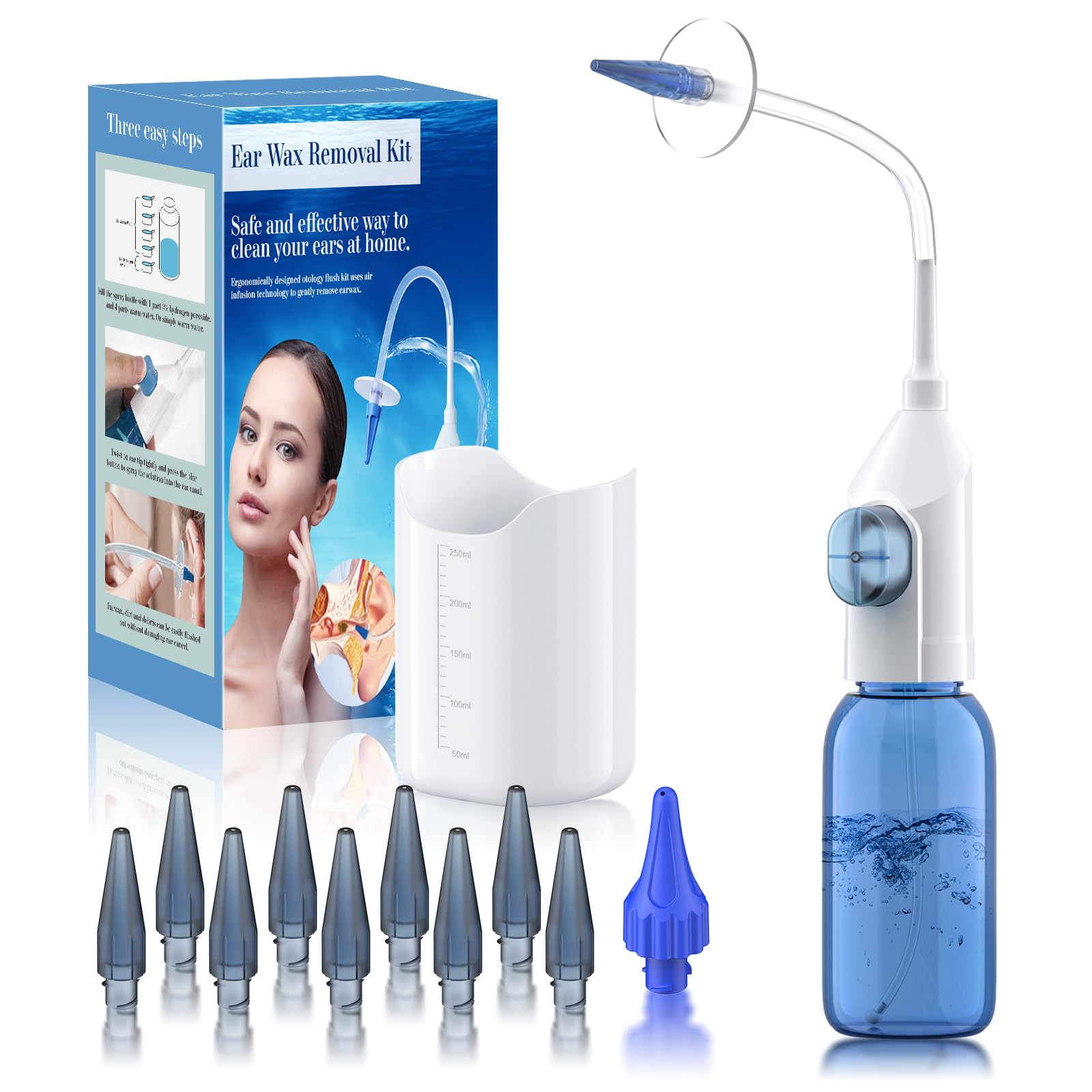 Ear Wax Removal Tool Kit - Safe & Effective Manual Ear Irrigation System for Cleaning Built-Up Wax | Home & Travel Use