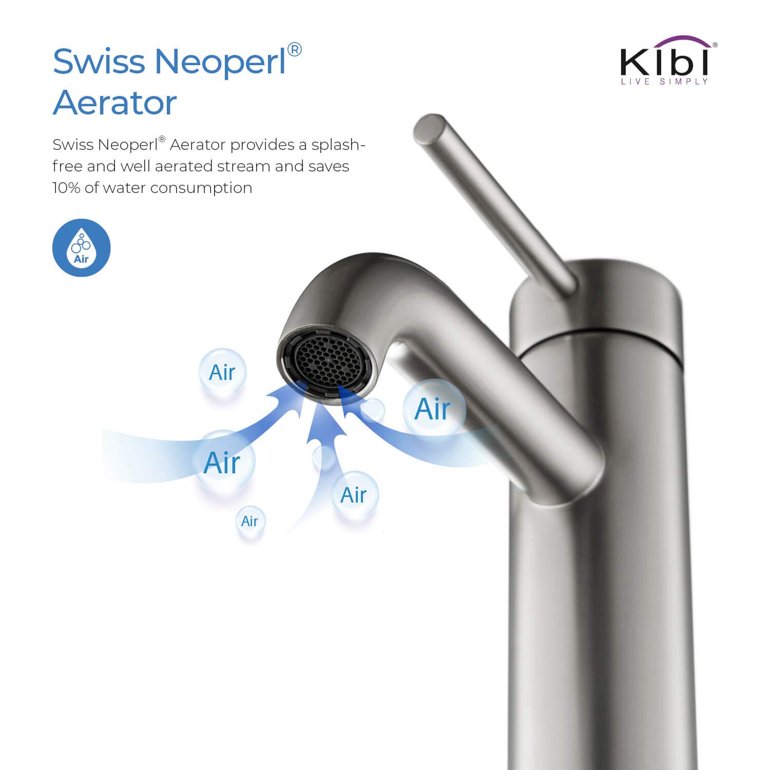 KIBI Brushed Nickel Single Handle Bathroom Sink Faucet - Solid Brass Construction with Water Supply Hose | Corrosion-Resistant & Durable Bathroom Vanity Faucet for Modern Homes (Model KBF1008) | Perfect for Guest Bathrooms, Powder Rooms & Master Suites