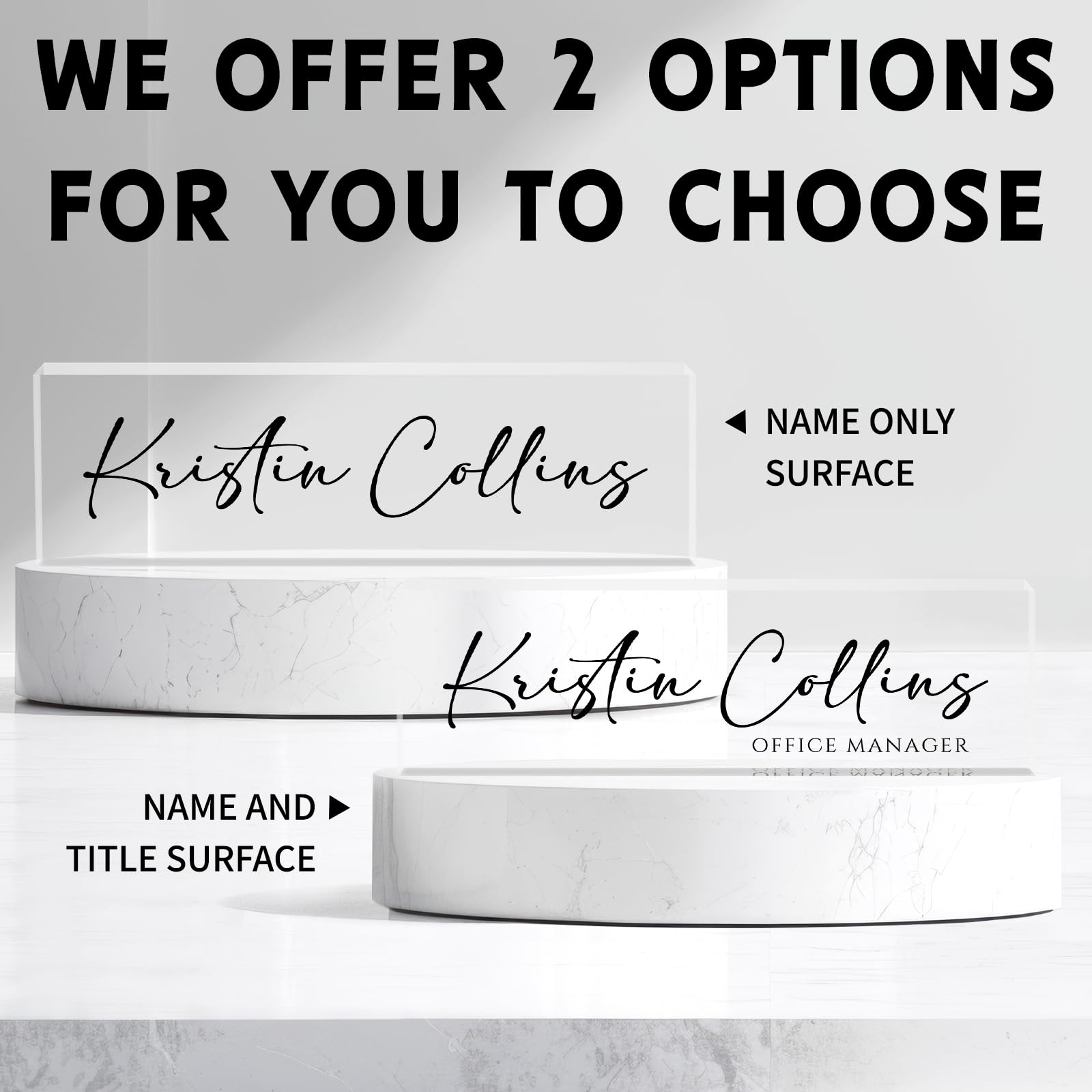 Personalized Acrylic Desk Name Plate - Custom Engraved Clear Glass Nameplate for Office, Teacher, Employee, Boss, Coworker & Nurse - Perfect Appreciation Gift for Women & Men - Ideal for Office Desks, Reception Areas & Workstations (Ink)