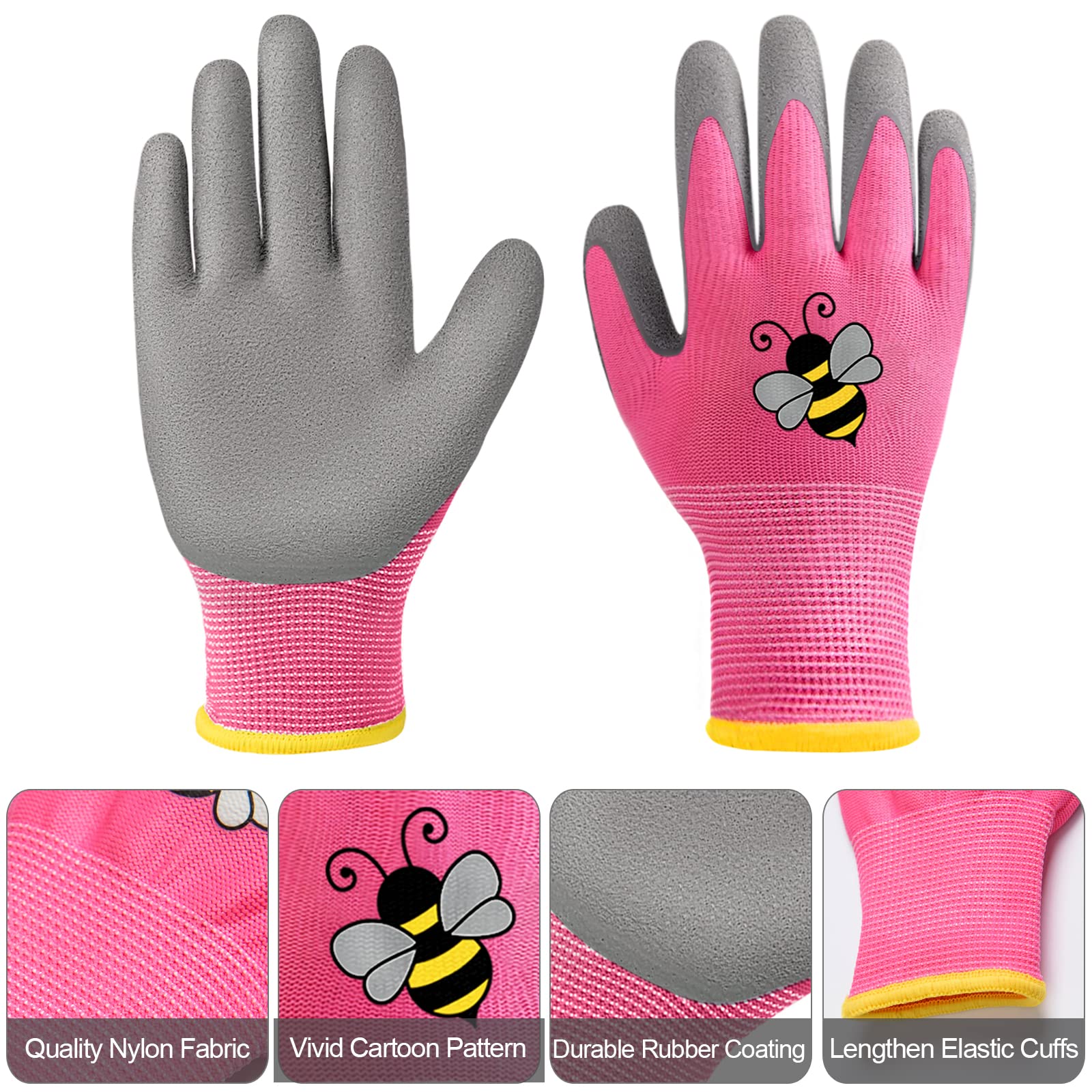 12 Pairs Kids Gardening Gloves - Rubber Coated Children's Yard Work Gloves for Girls & Boys (Age 3-5) - Durable Outdoor Gloves for Toddlers & Youth | Perfect for Gardening, Planting, Yard Work & Outdoor Activities