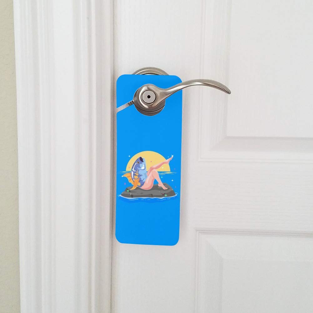 Funny Reverse Mermaid with Tuna Head Plastic Door Knob Hanger Sign - Whimsical Home Decor for Bathroom, Kids' Room & Office (GRAPHICS & MORE)