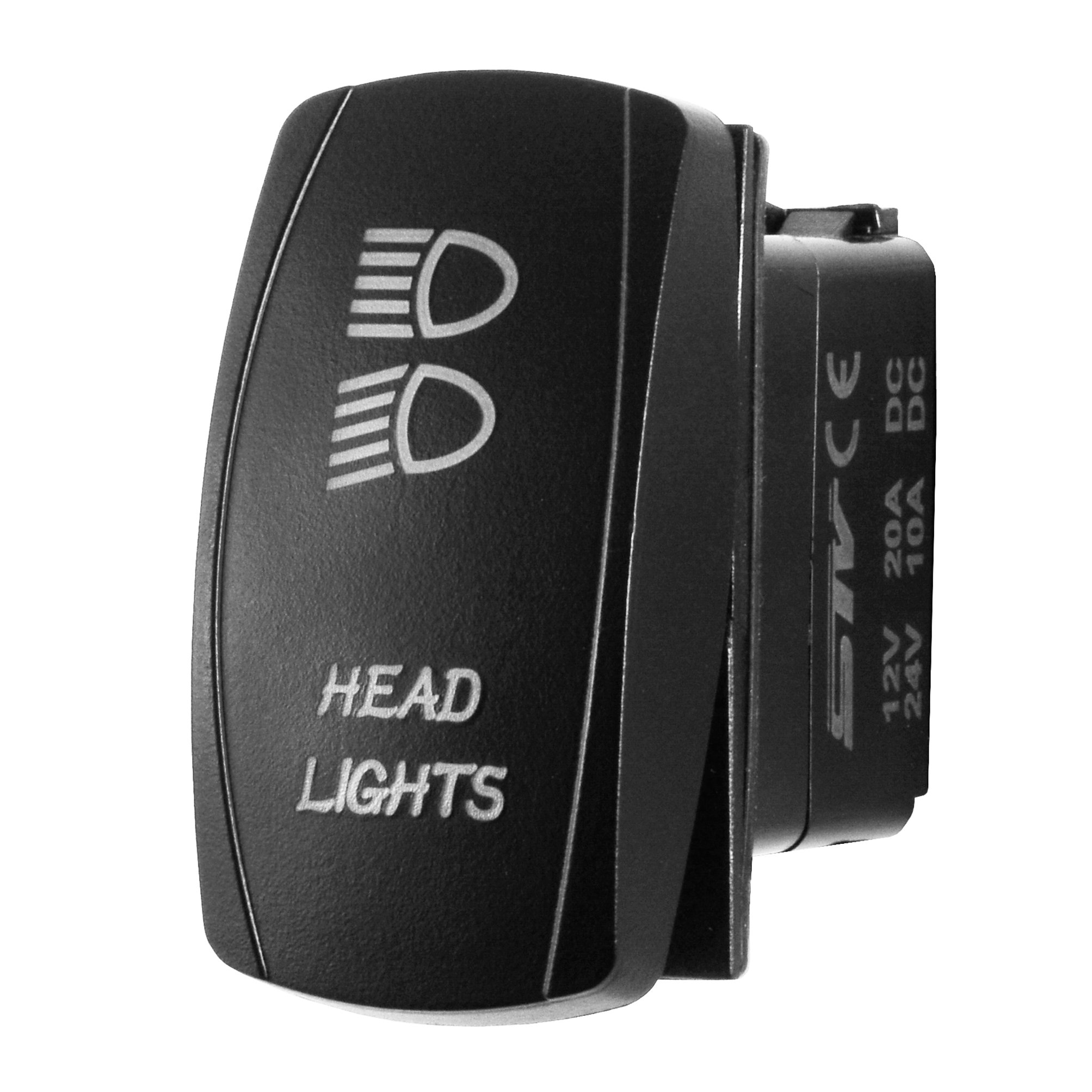 Universal 12V 3-Position Laser Rocker Switch for Headlights - Off/On/On Function with Green LED - Perfect for Cars, Trucks, Boats & Off-Road Vehicles