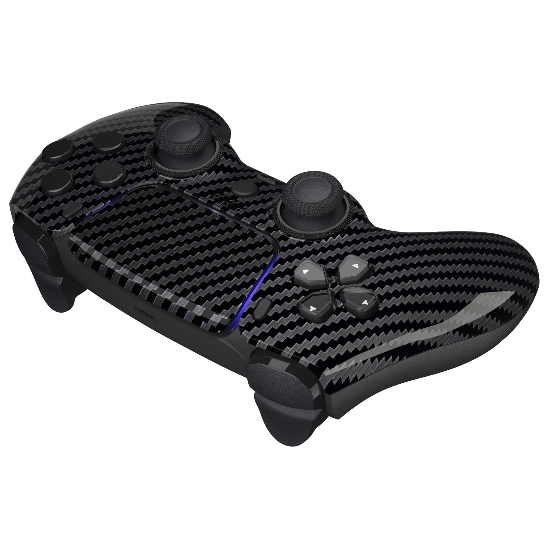 eXtremeRate LUNA Redesigned PS5 Controller Front Shell Replacement - Compatible with BDM 010/020/030/040/050 - Graphite Carbon Fiber Touchpad Cover for Enhanced Gaming Experience