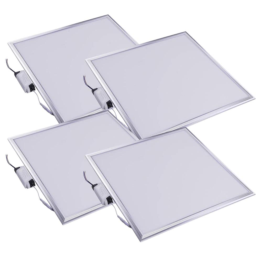 DELight 4 Pack 2x2 FT LED Flat Panel Drop Ceiling Light - 6000-6500K Cool White, 4300LM Edge Lit Fixture, 48W Flush Mount, Ultra-thin Daylight, ROHS Certified - Perfect for Offices, Schools, and Commercial Spaces