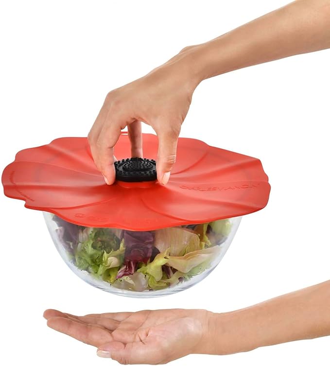 Charles Viancin Poppy Silicone Lids - Reusable Food Covers for Bowls, Jars & Containers - BPA-Free Stretchable Kitchen Lids - Perfect for Food Storage, Meal Prep & Leftovers