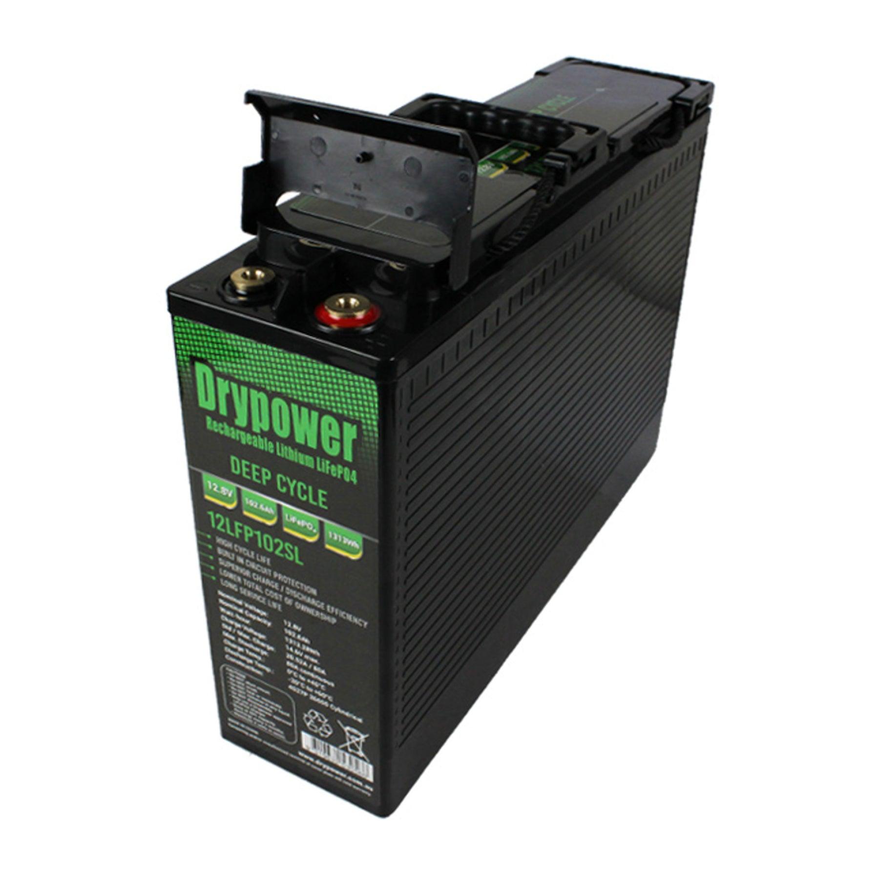 Drypower 12.8V 102.6Ah LiFePO4 Front Terminal Rechargeable Battery - Perfect for Solar Power Systems, RVs, Marine & Off-Grid Applications