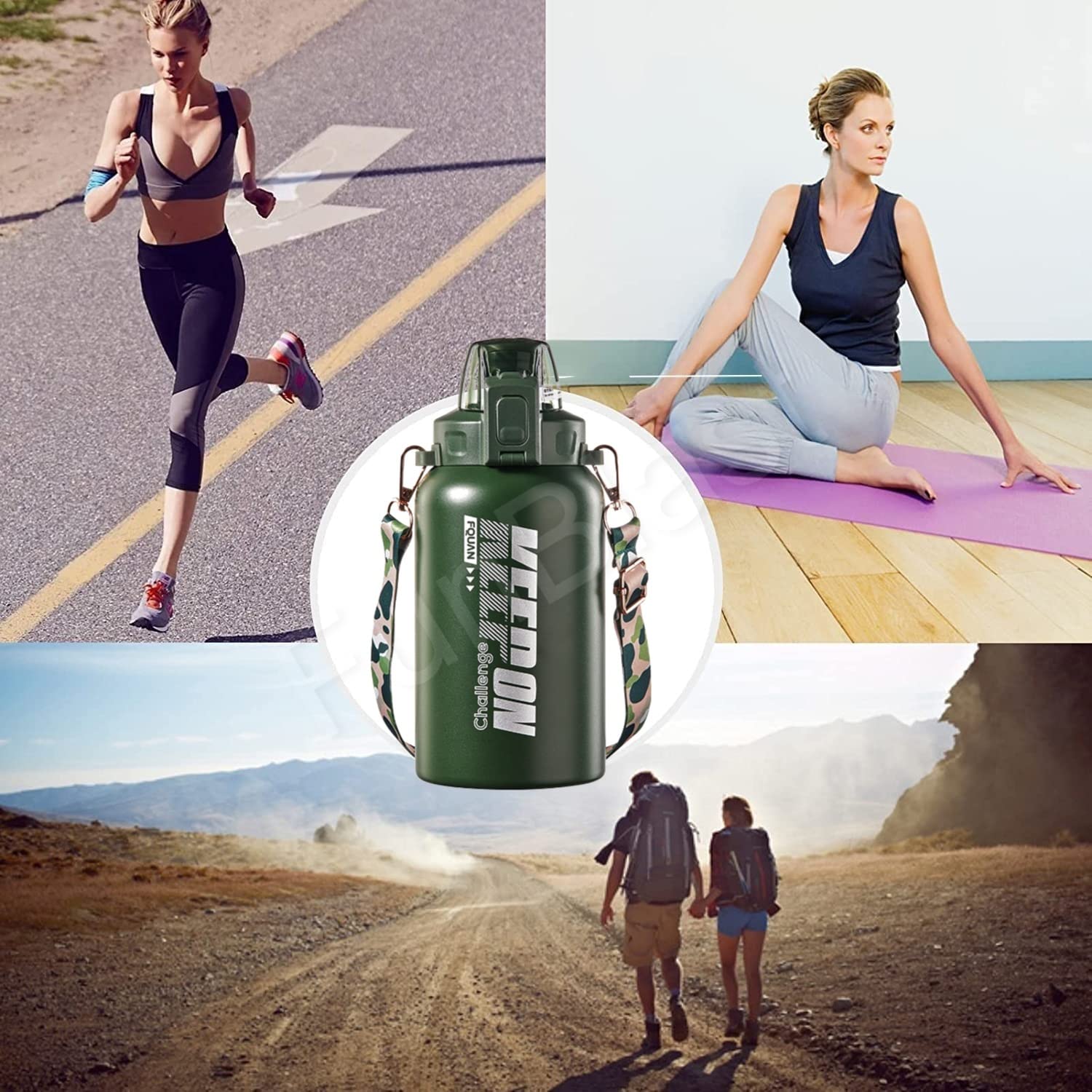 FunBlast 1000ML Insulated Stainless Steel Water Bottle - Hot & Cold Thermos Flask, BPA-Free 304 Stainless Steel Gallon Bottle for Gym, Hiking, Office & Outdoor Activities (Green)