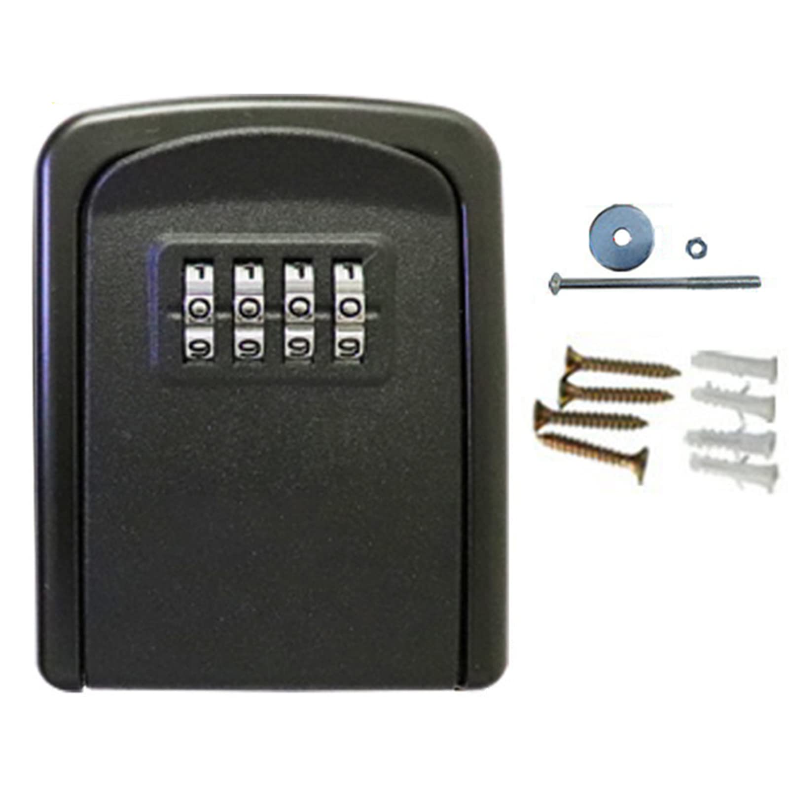 4-Digit Combination Outdoor Key Safe Box - Wall Mounted Zinc Alloy Weatherproof Lock Box for House Keys, Realtors & Garage Storage | Portable Key Holder for Home, School & Vacation Rentals | Secure Key Storage Solution for Airbnb Hosts, Property Managers & Emergency Access