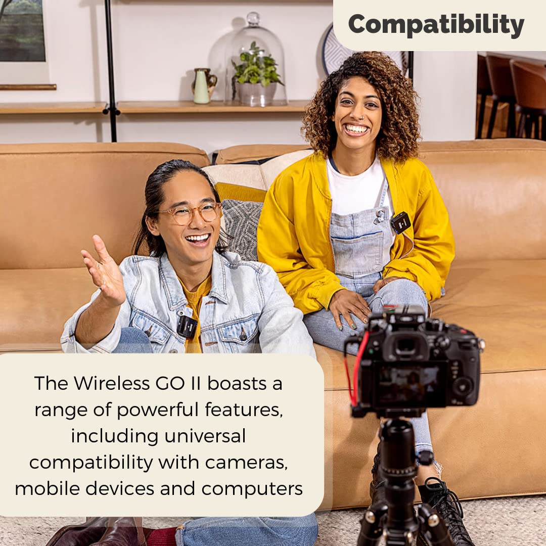 Rode Wireless GO II Dual-Channel Wireless Microphone System with 2 Omnidirectional Lavalier Mics - Compact Clip-On Mic for YouTube, Vlogging, Interviews & Live Streaming (3-Piece Bundle)